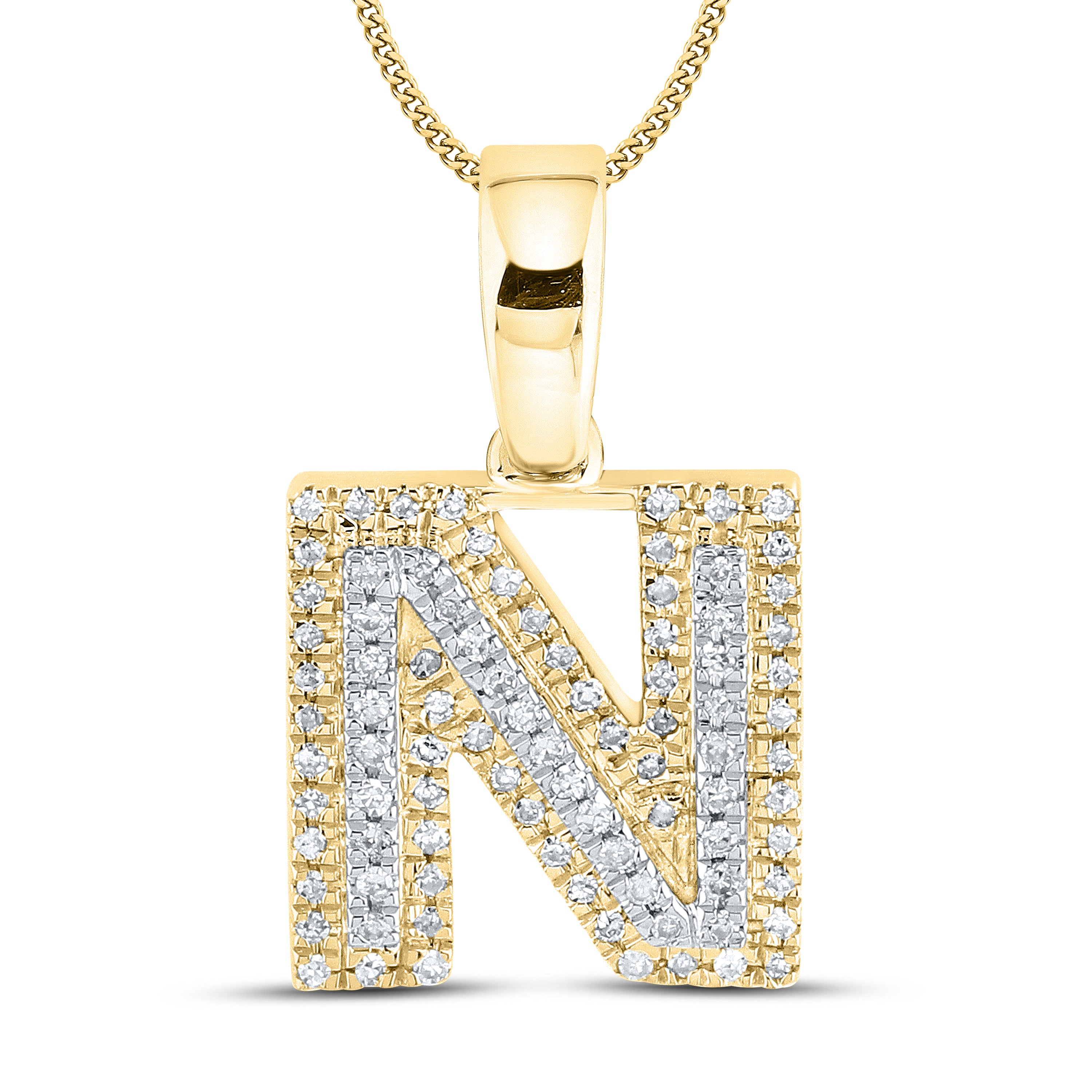 10kt yellow gold 0.15 ctw Diamond Initial N Charm
