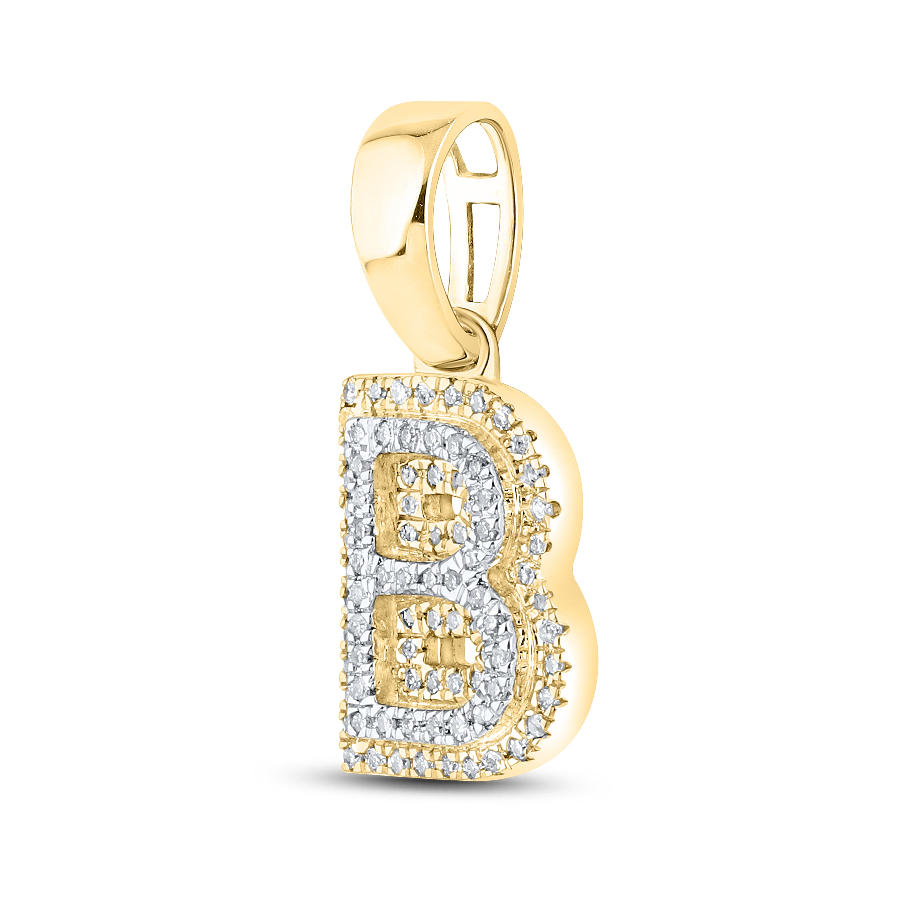 10kt yellow gold 0.13ctw Diamond Initial B Charm