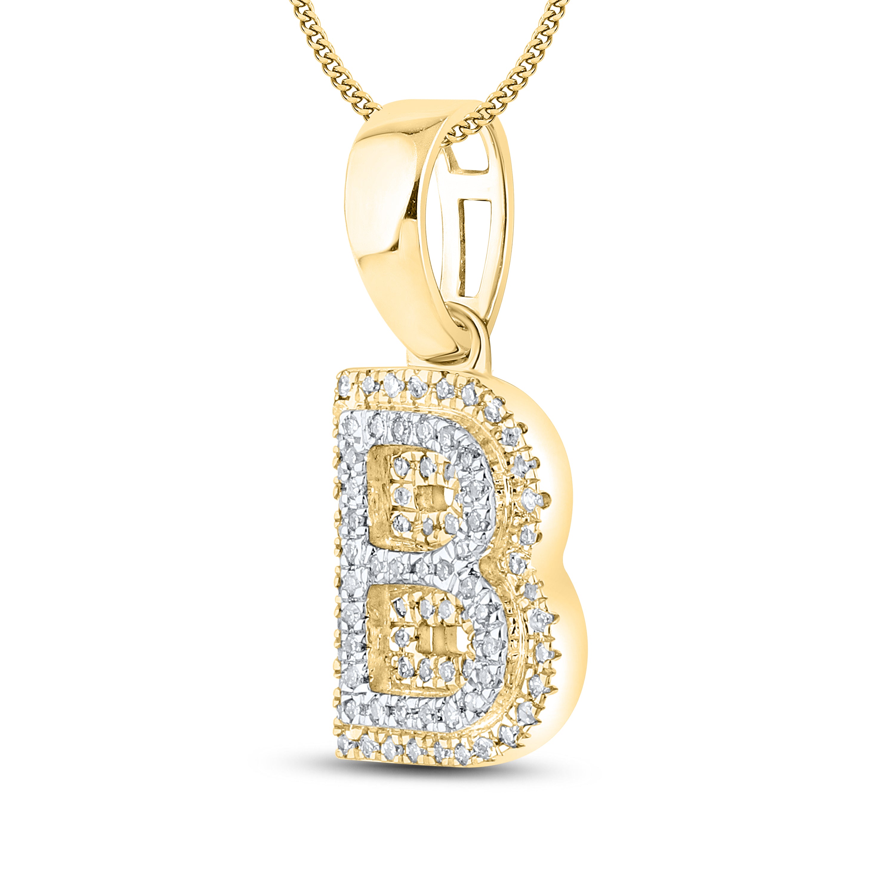 10kt yellow gold 0.13ctw Diamond Initial B Charm