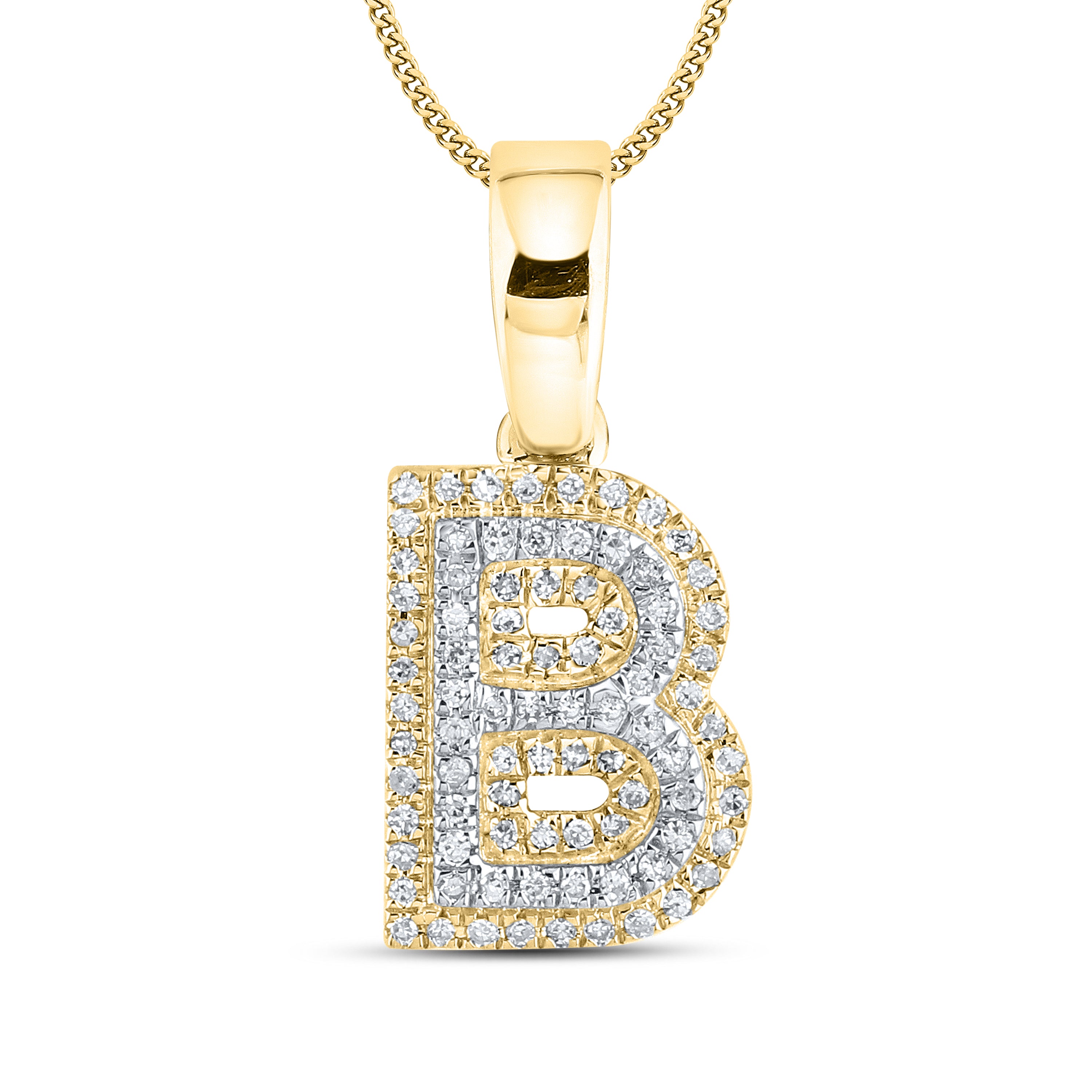 10kt yellow gold 0.13ctw Diamond Initial B Charm