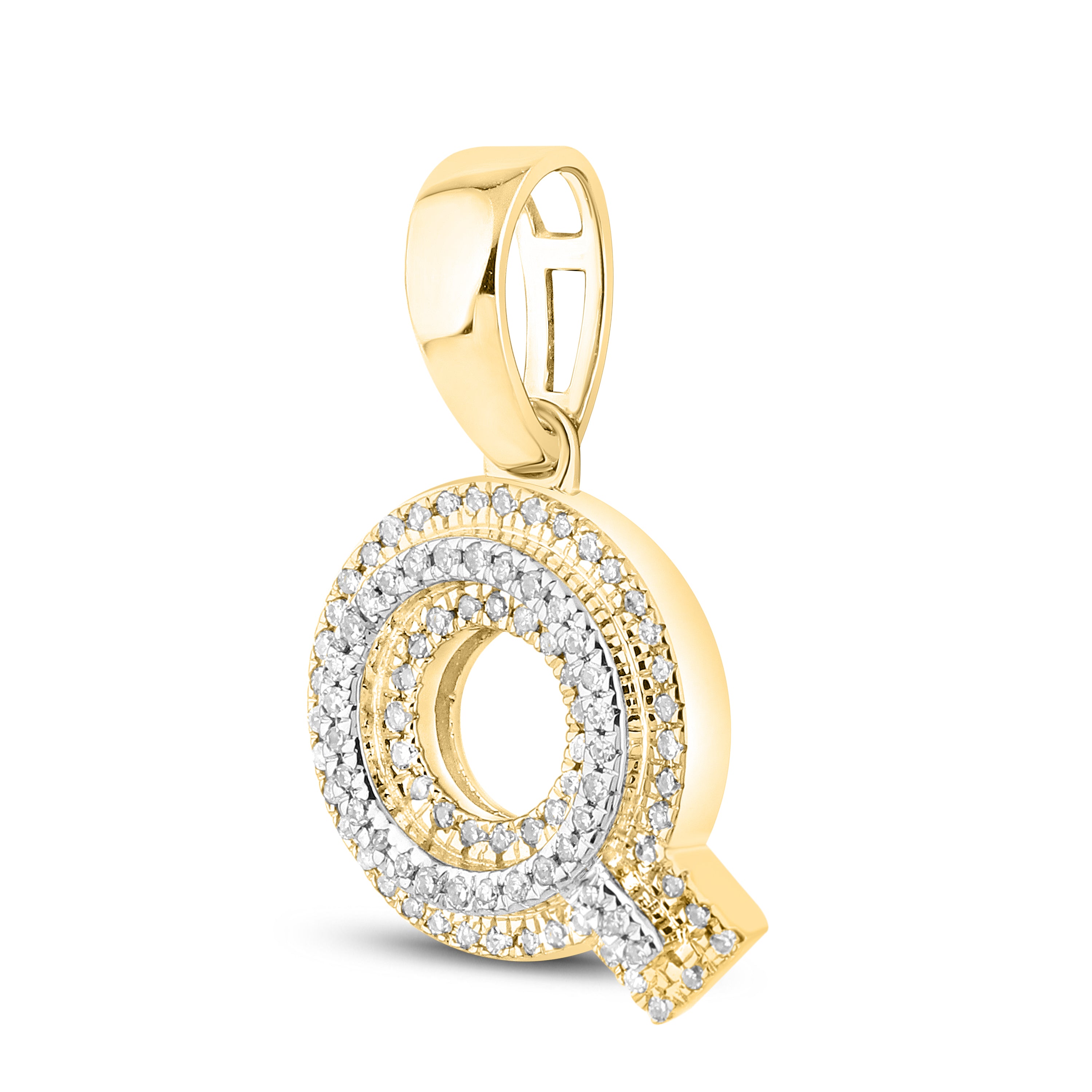 10kt yellow gold 0.15 ctw Diamond Initial Q Charm