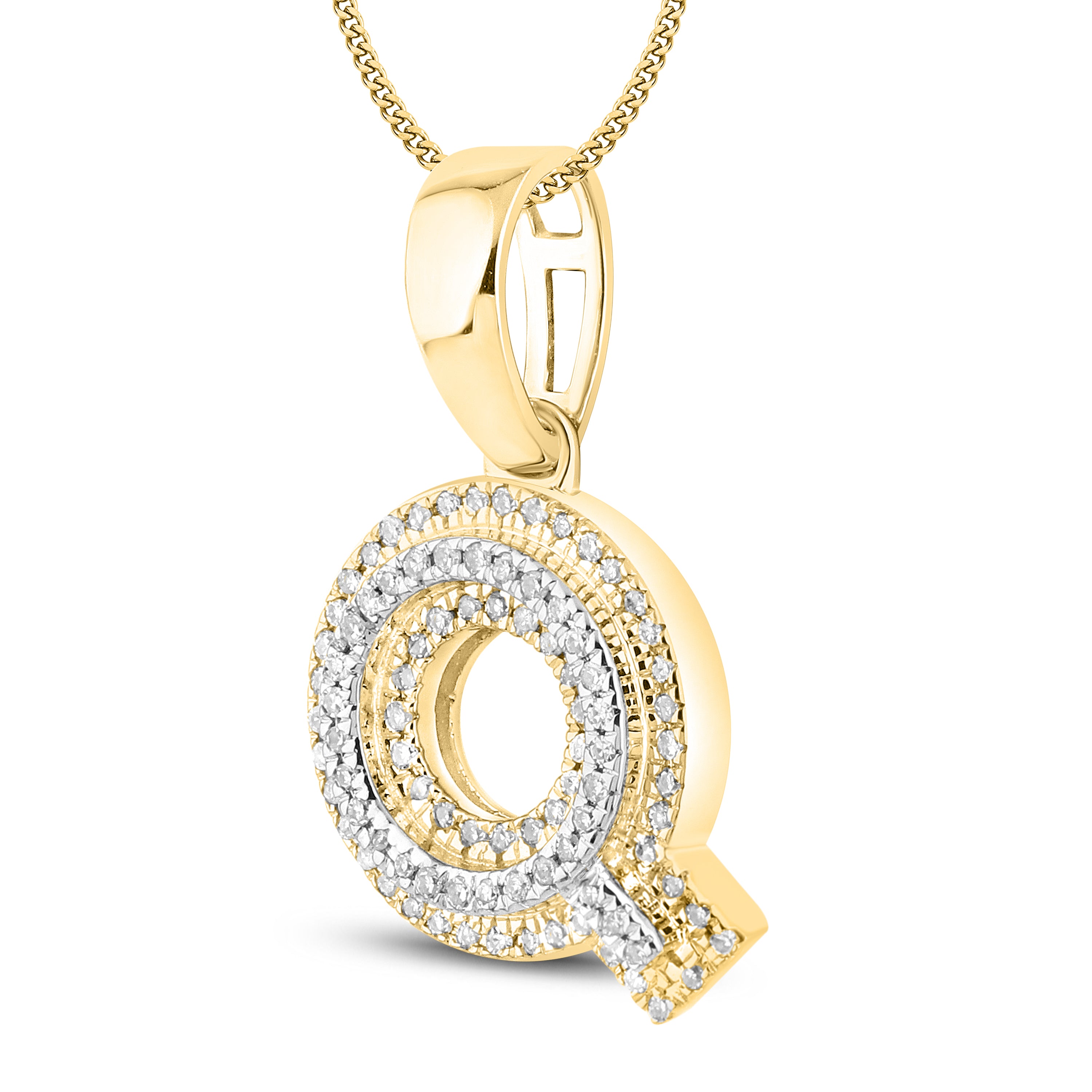 10kt yellow gold 0.15 ctw Diamond Initial Q Charm