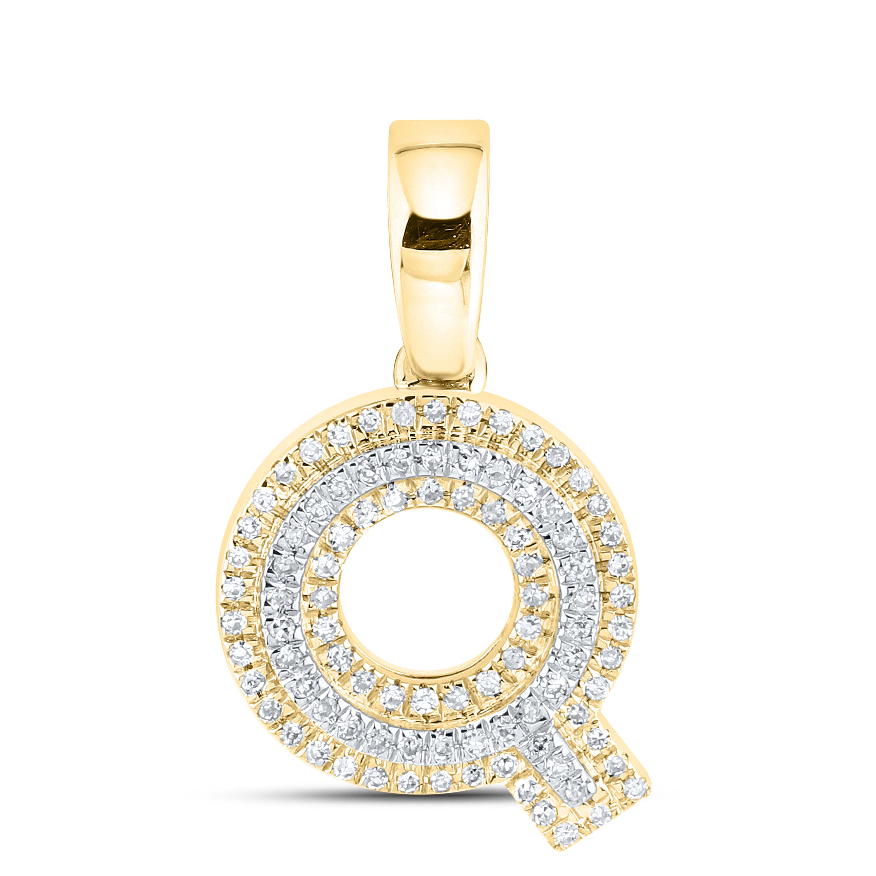 10kt yellow gold 0.15 ctw Diamond Initial Q Charm