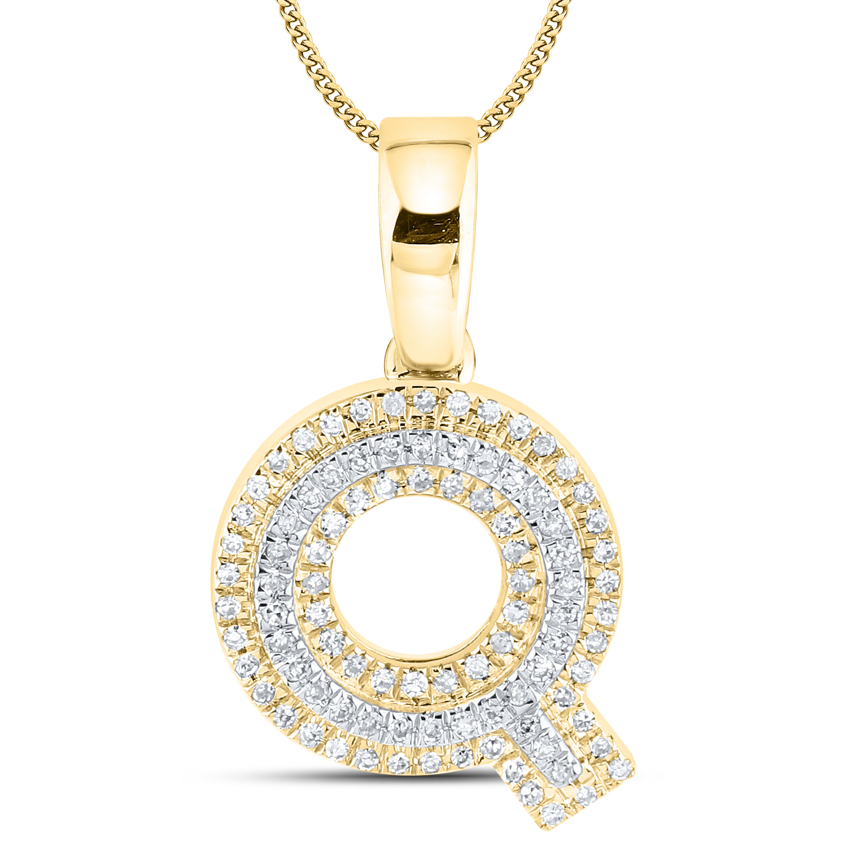 10kt yellow gold 0.15 ctw Diamond Initial Q Charm