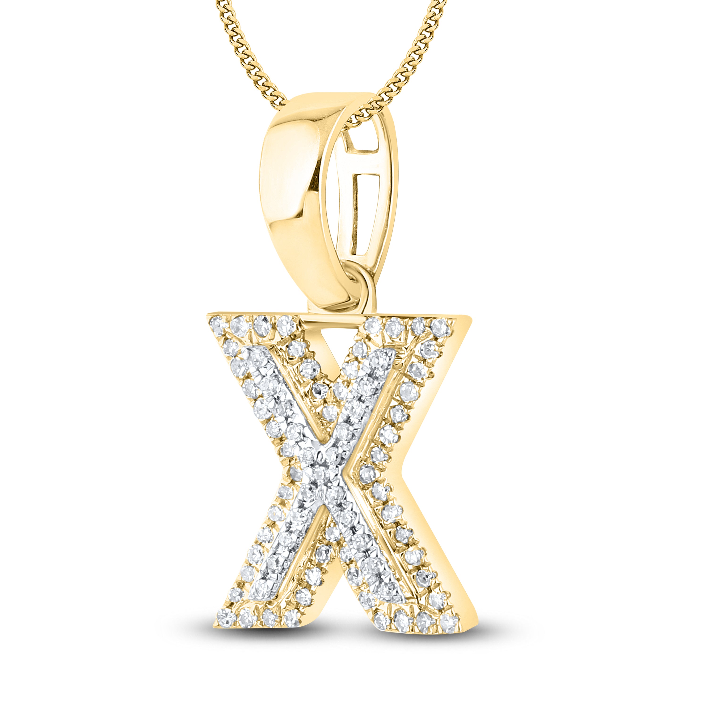 10kt yellow gold 0.13 ctw Diamond Initial X Charm