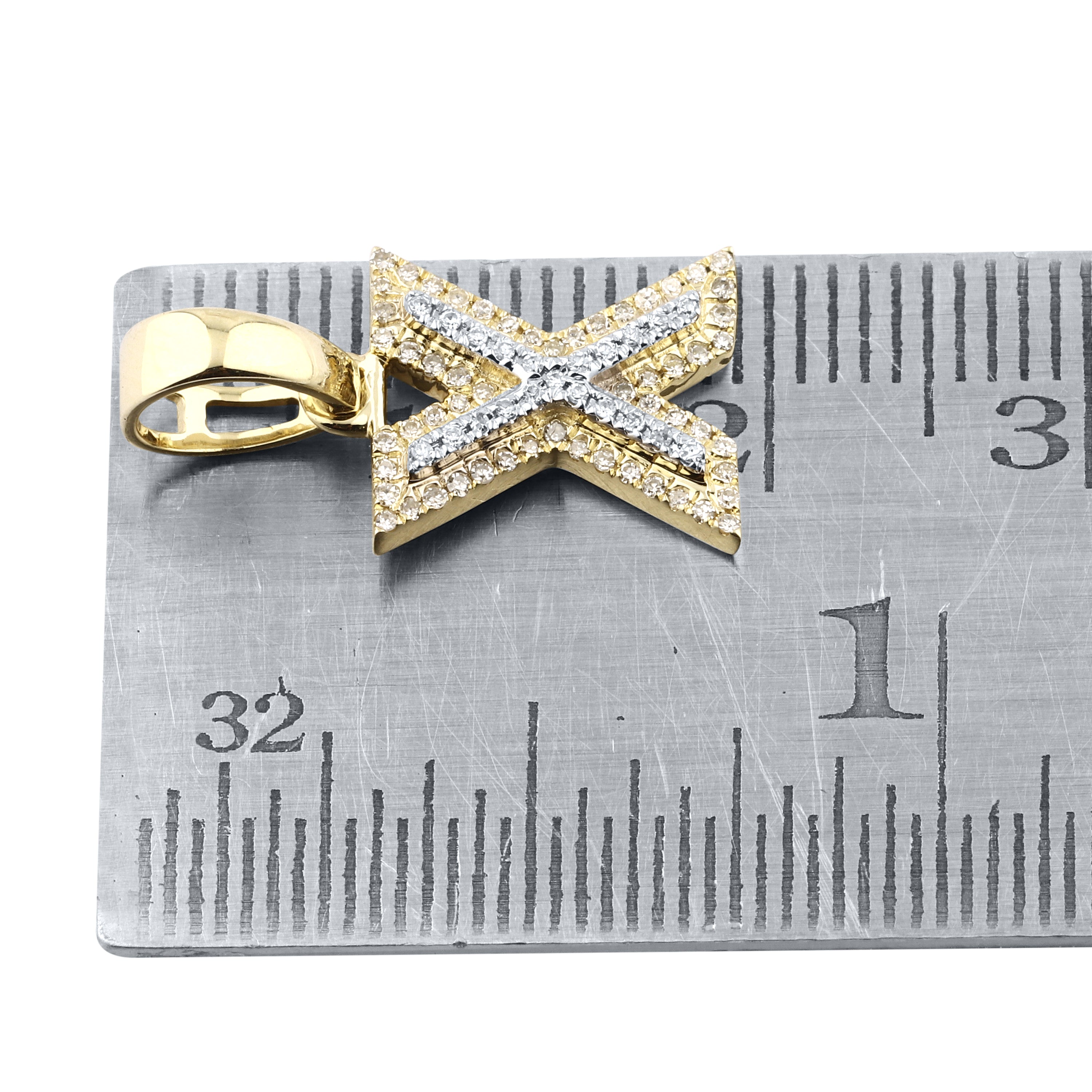 10kt yellow gold 0.13 ctw Diamond Initial X Charm