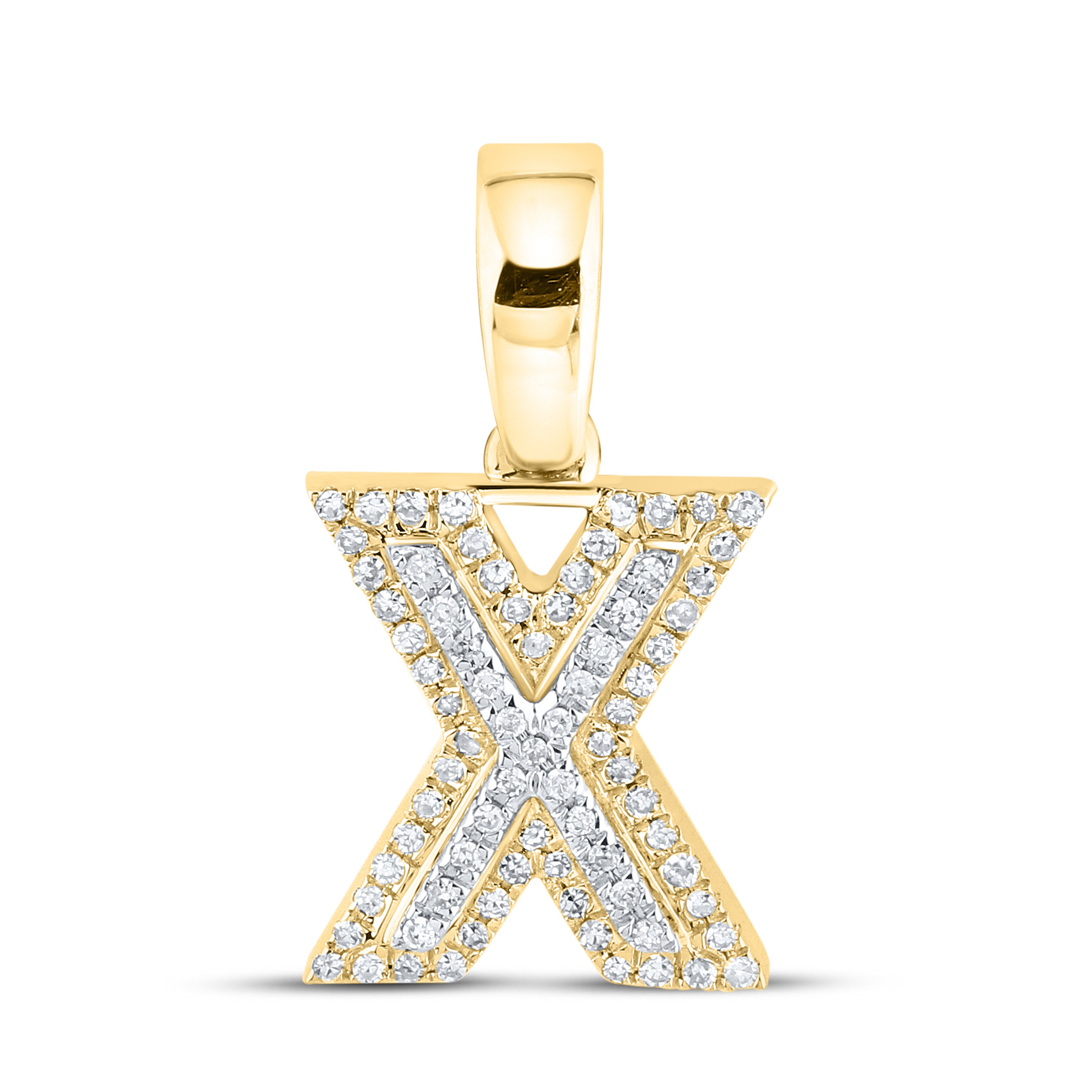 10kt yellow gold 0.13 ctw Diamond Initial X Charm