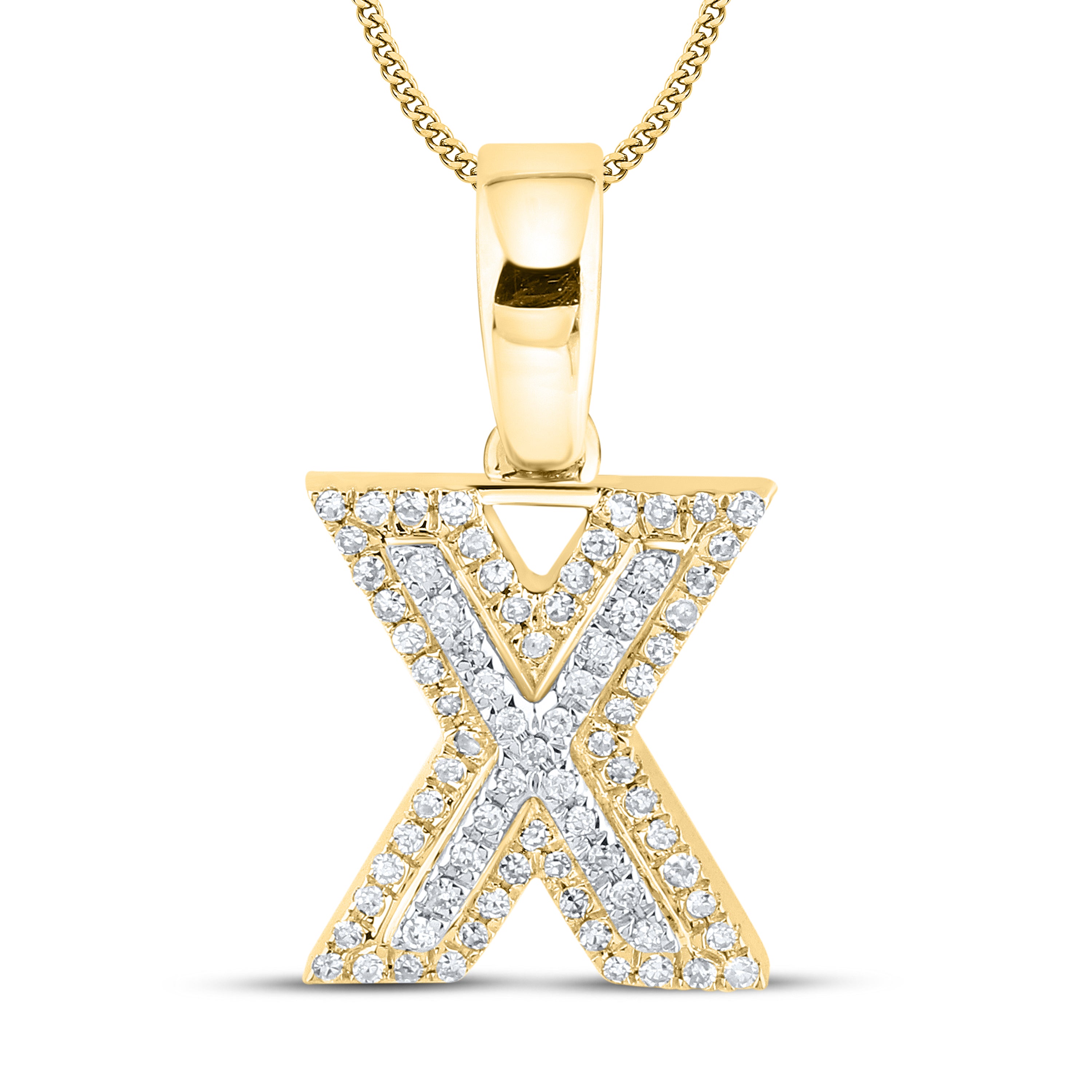 10kt yellow gold 0.13 ctw Diamond Initial X Charm