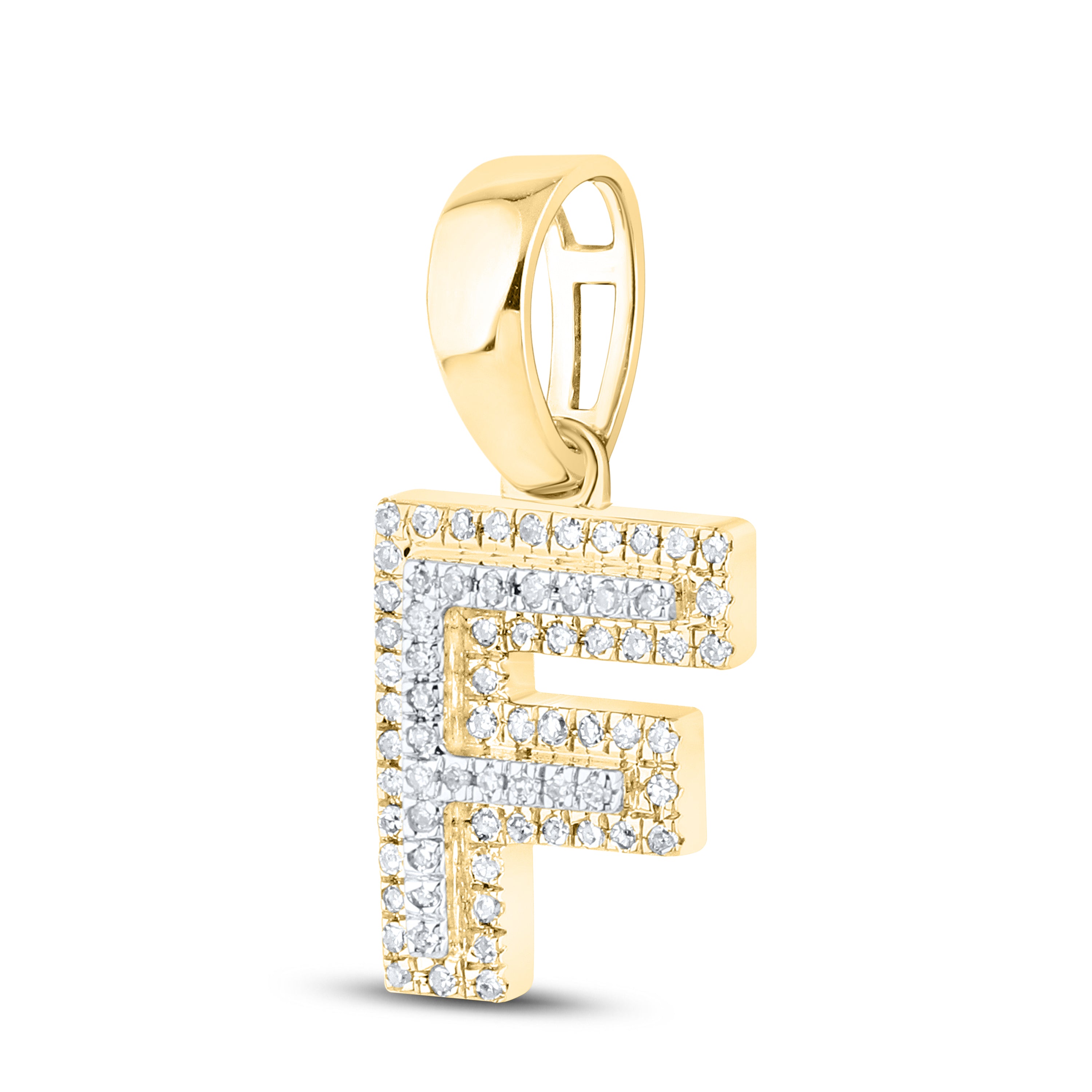 10kt yellow gold 0.13 ctw Diamond Initial F Charm