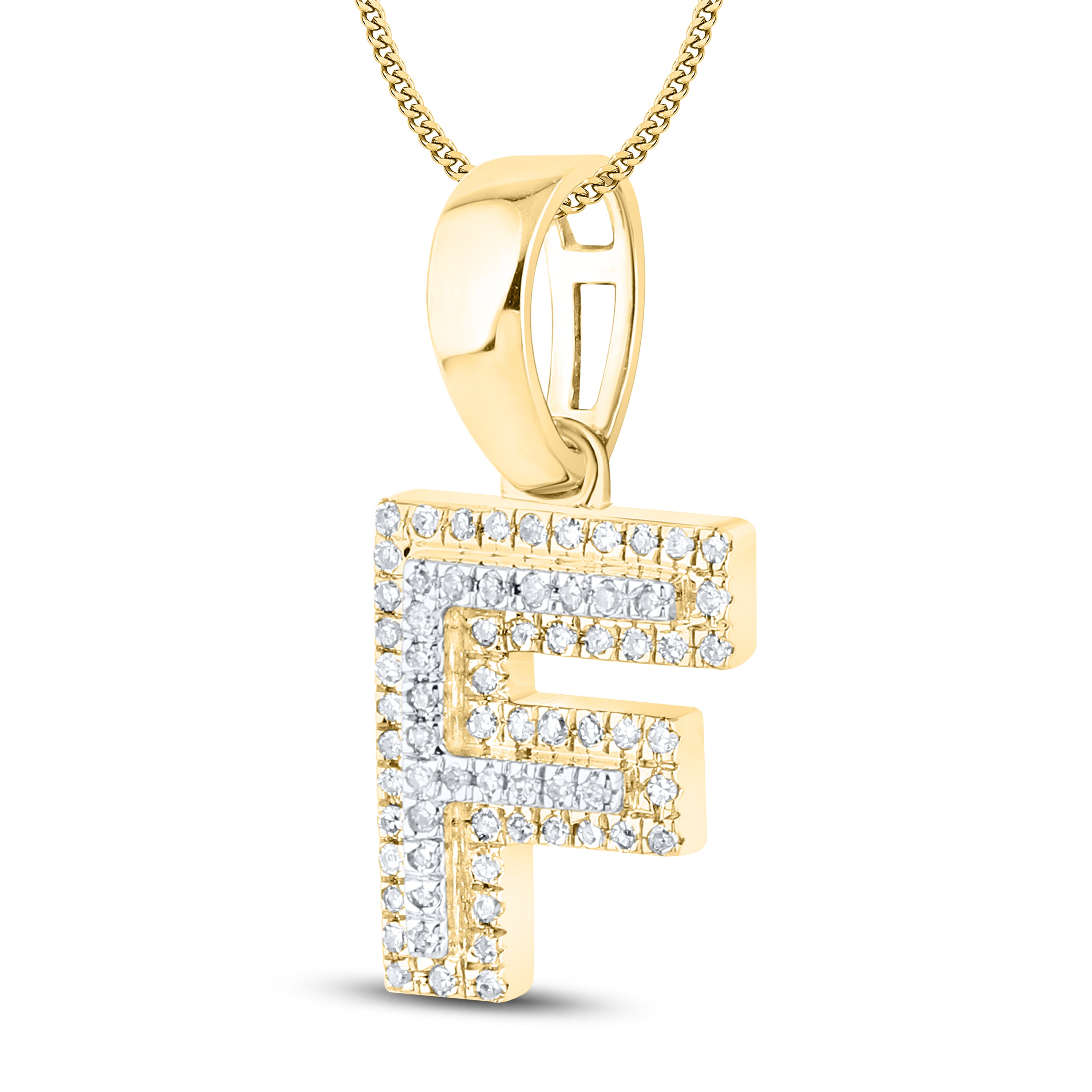 10kt yellow gold 0.13 ctw Diamond Initial F Charm