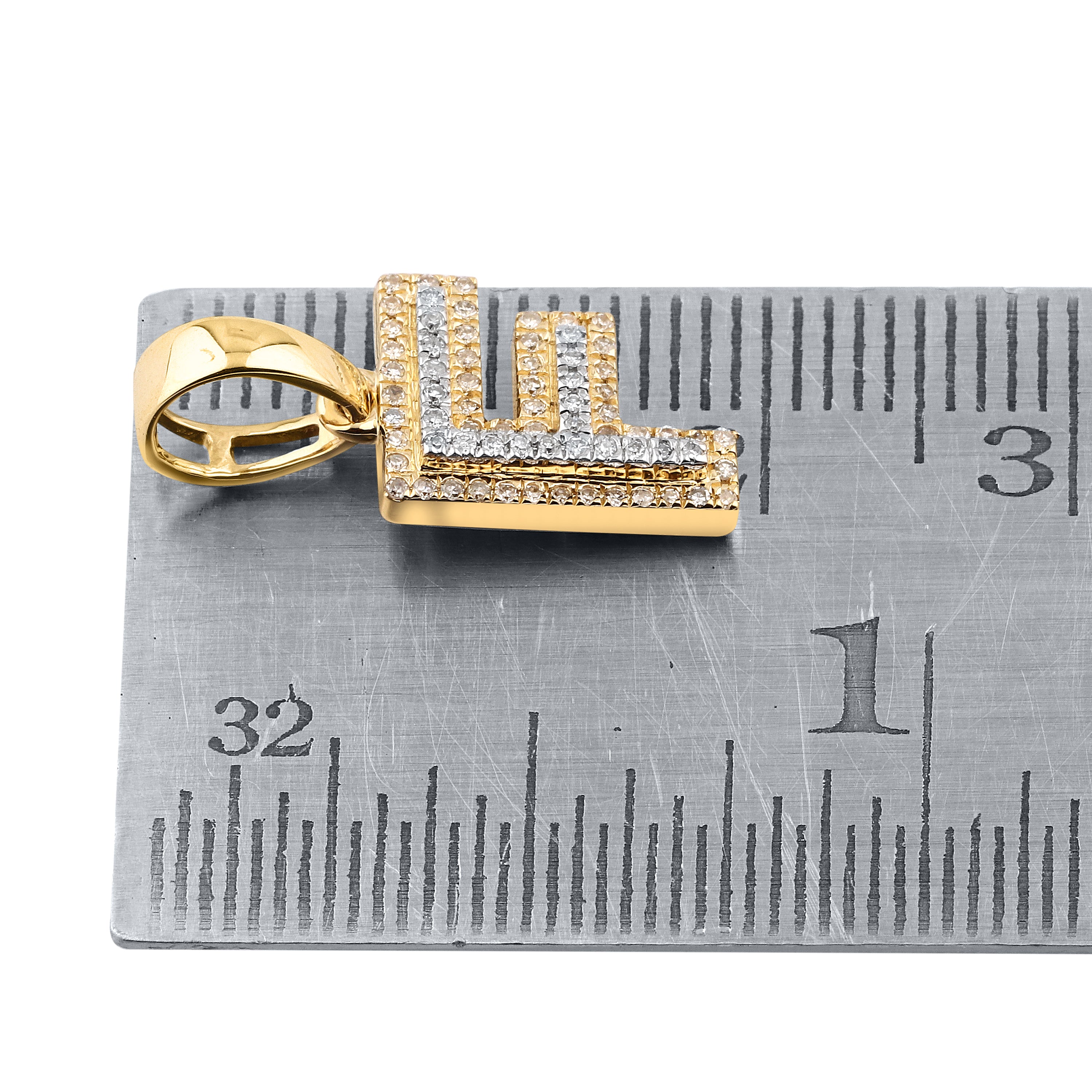 10kt yellow gold 0.13 ctw Diamond Initial F Charm