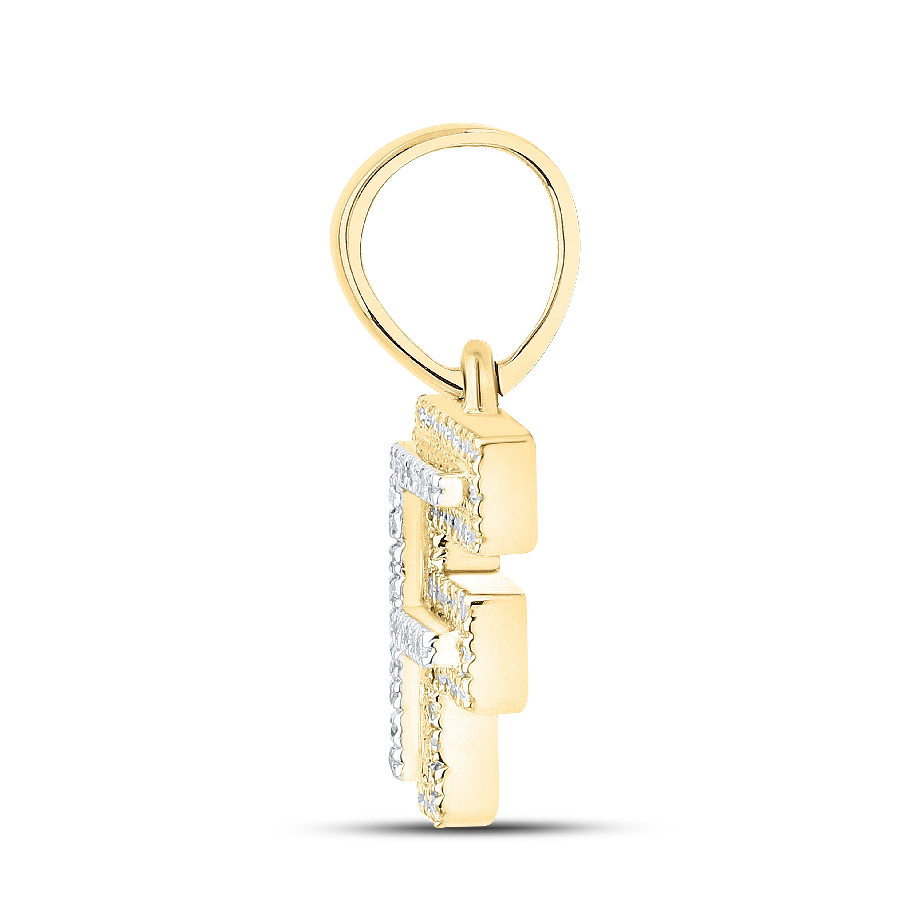 10kt yellow gold 0.13 ctw Diamond Initial F Charm
