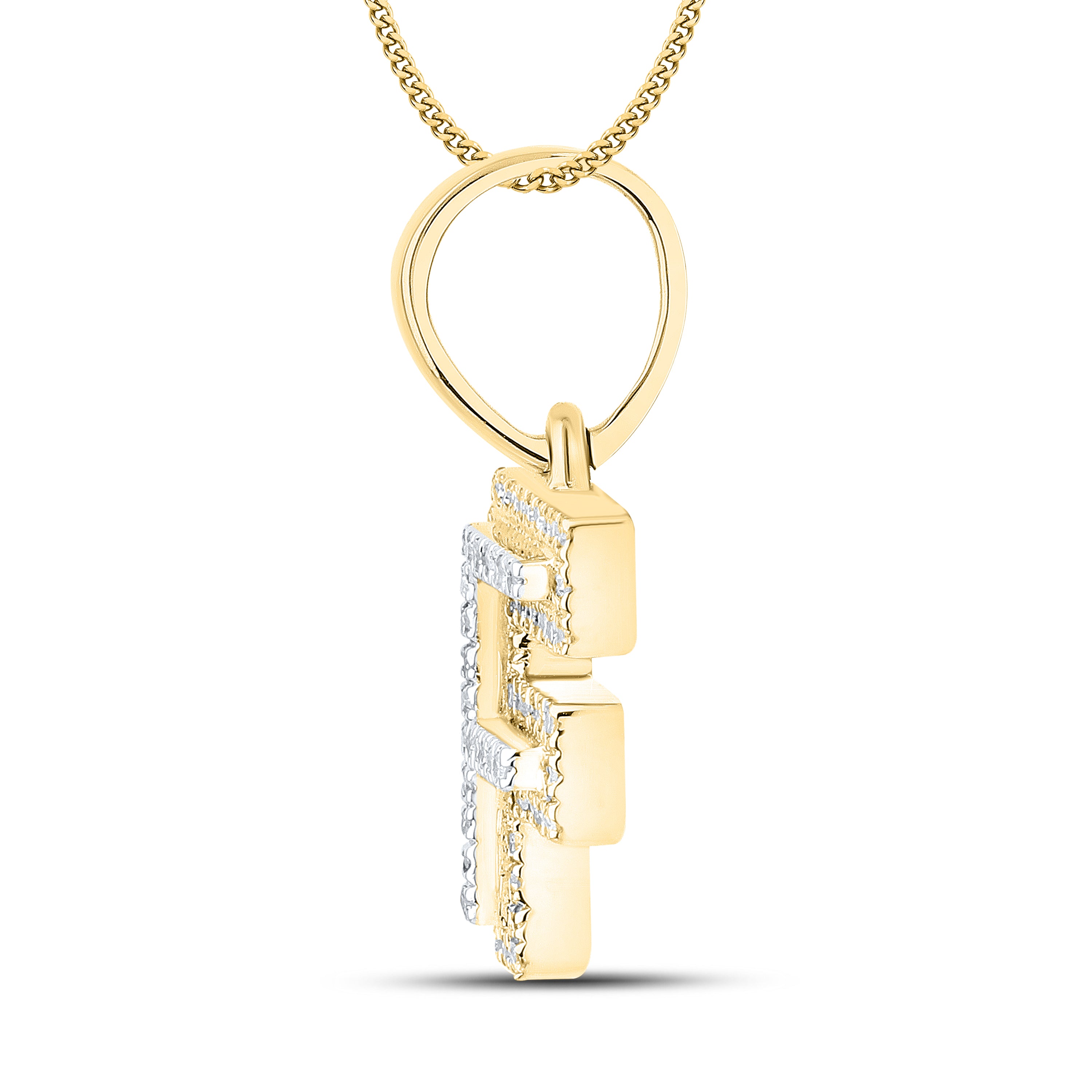 10kt yellow gold 0.13 ctw Diamond Initial F Charm