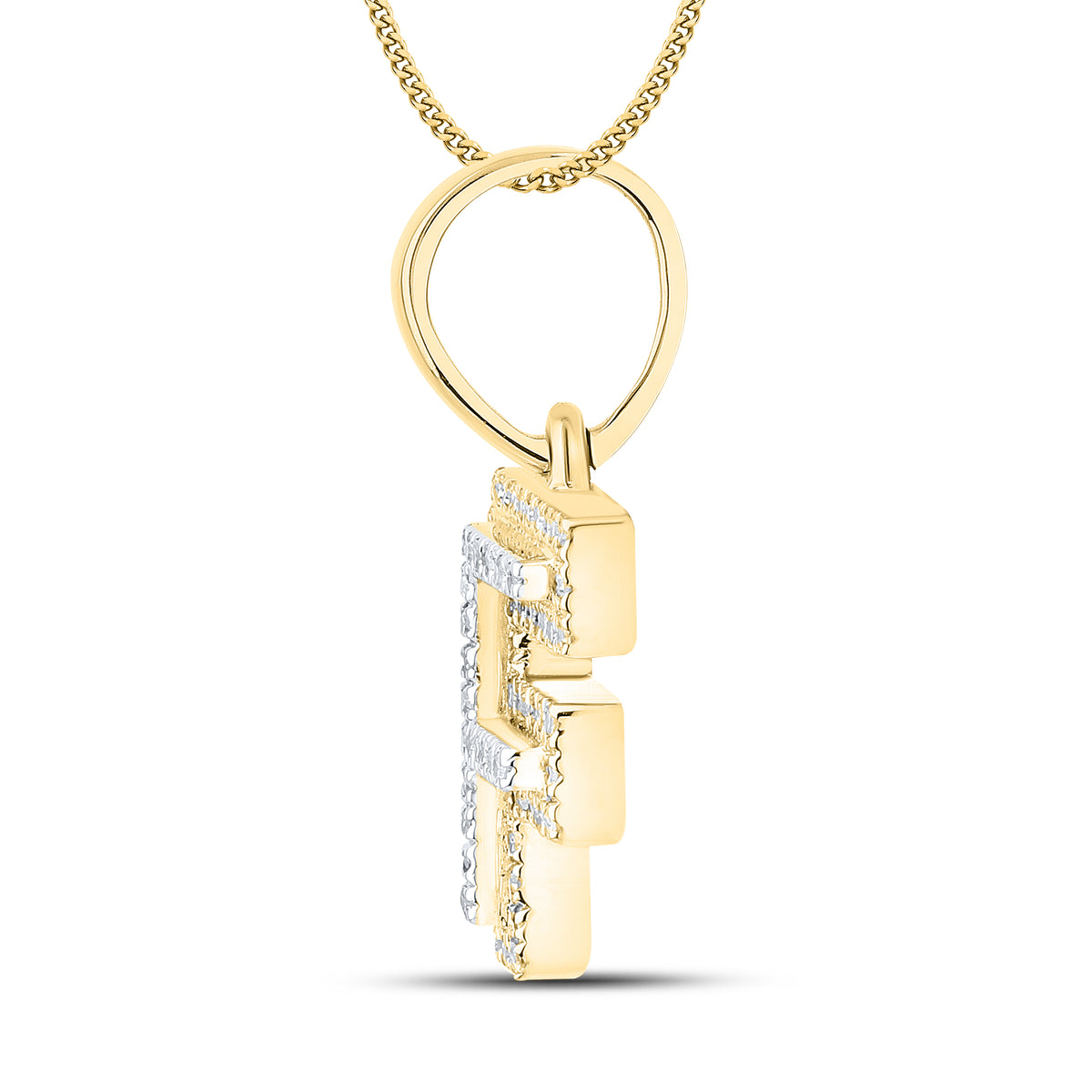 10kt yellow gold 0.13 ctw Diamond Initial F Charm