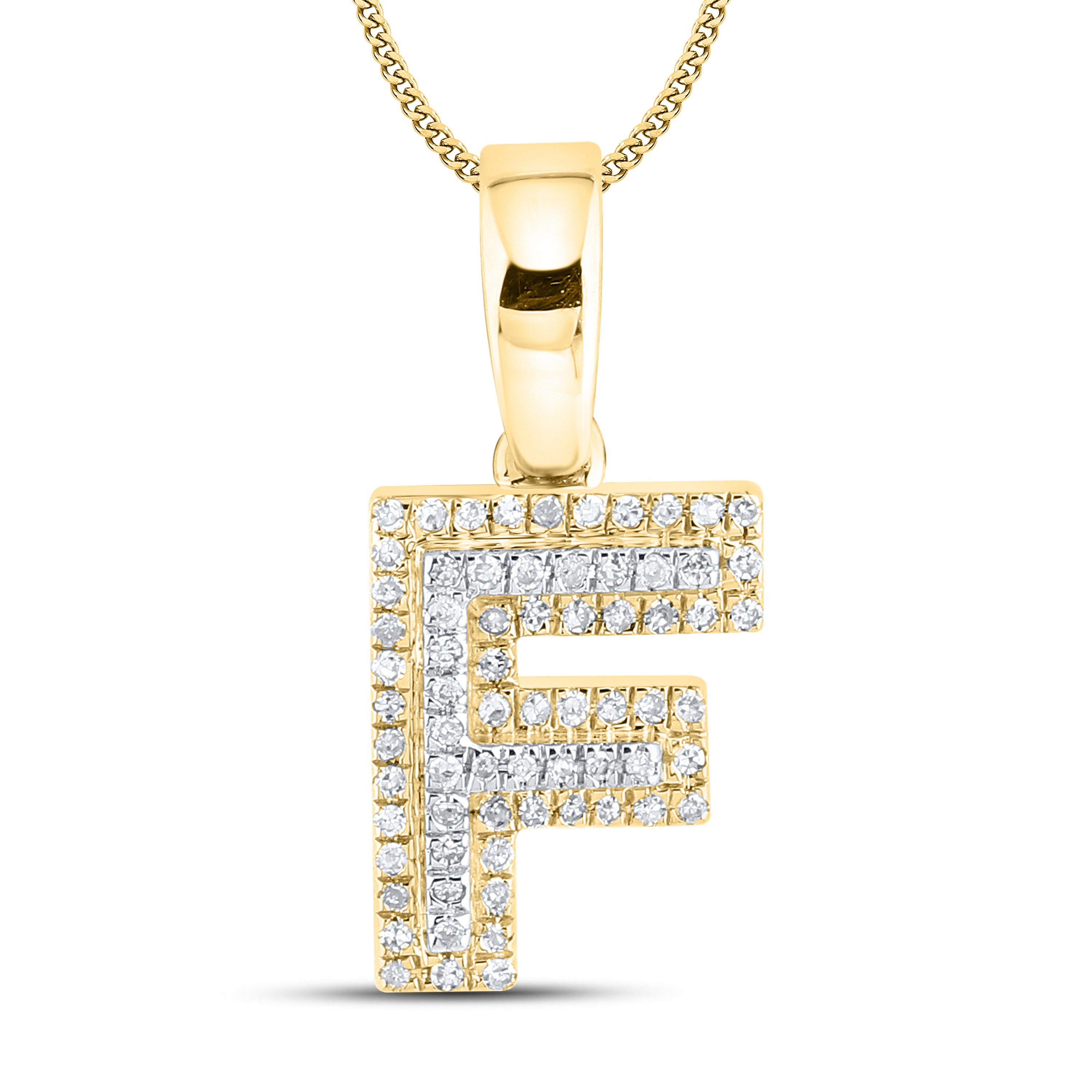 10kt yellow gold 0.13 ctw Diamond Initial F Charm