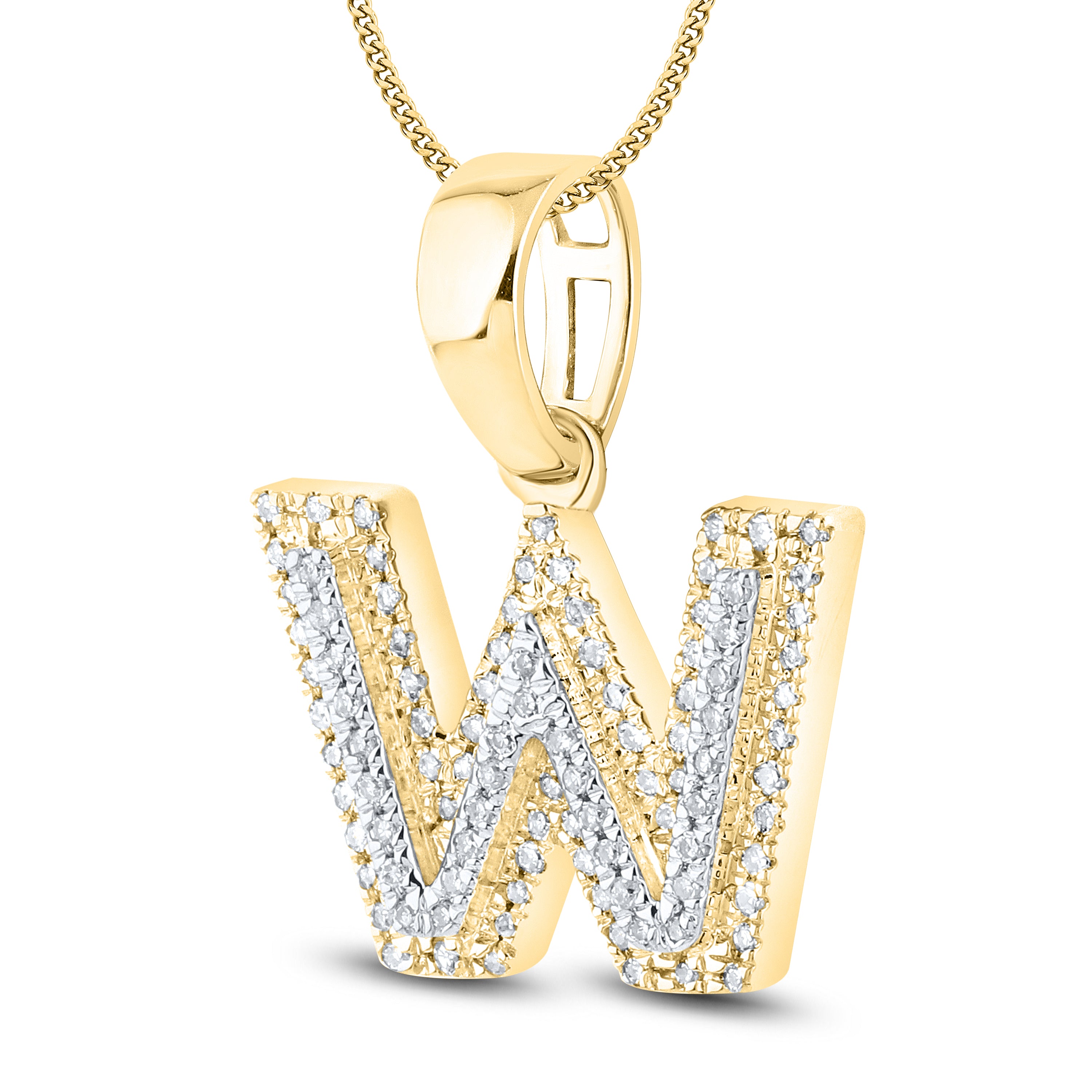 10kt yellow gold 0.17 ctw Diamond Initial W Charm