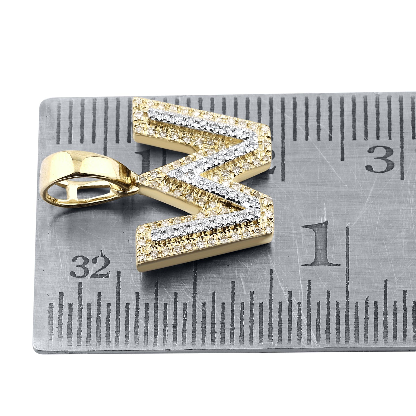 10K Yellow Gold Diamond Initial A–Z Pendant | 0.75″ Letter Charm