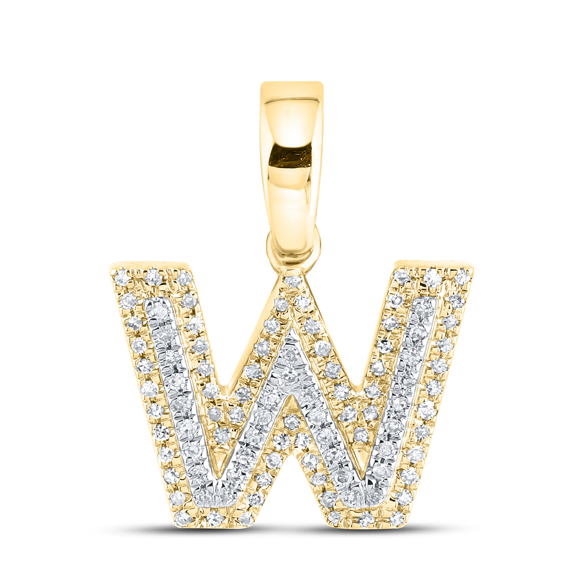 10kt yellow gold 0.17 ctw Diamond Initial W Charm