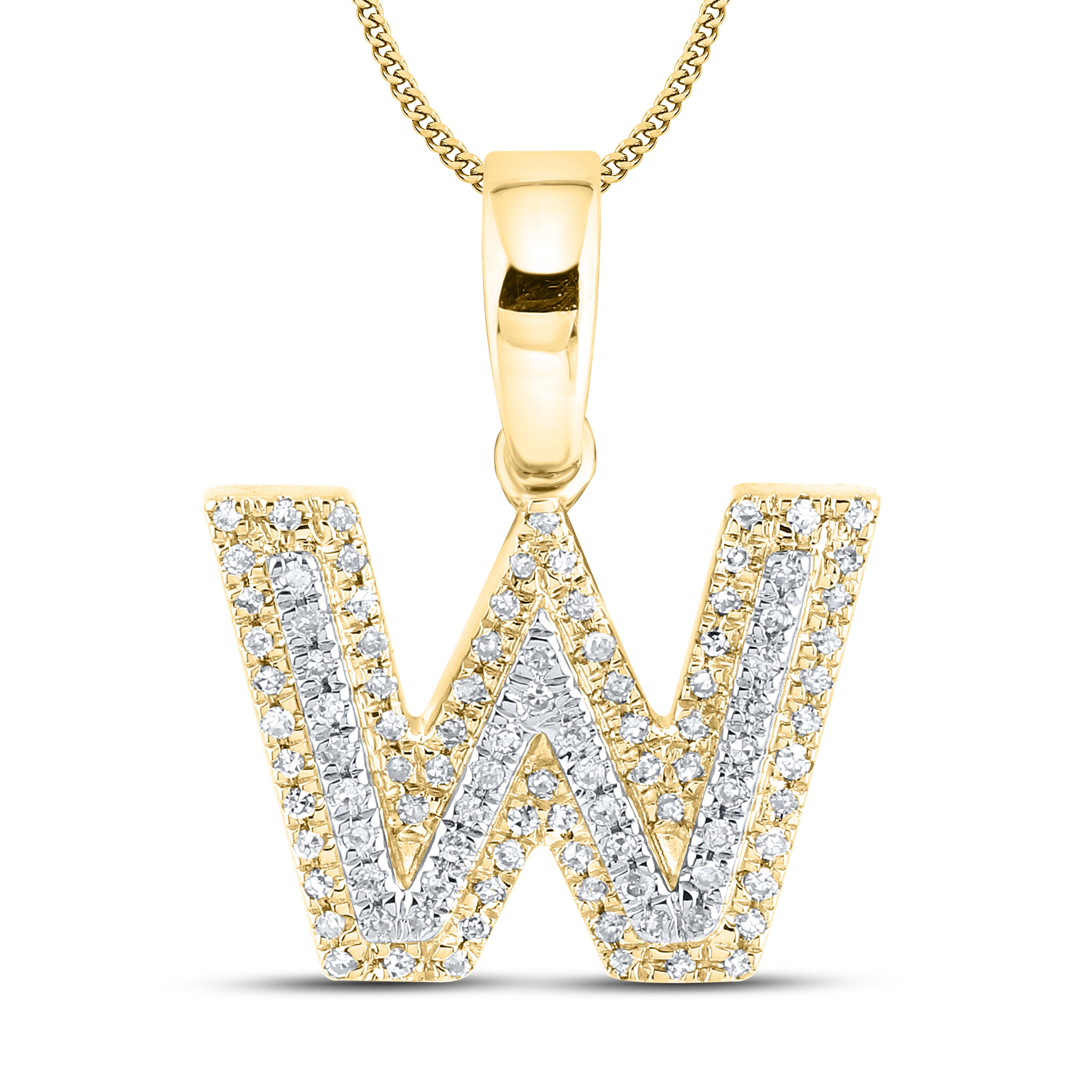 10kt yellow gold 0.17 ctw Diamond Initial W Charm