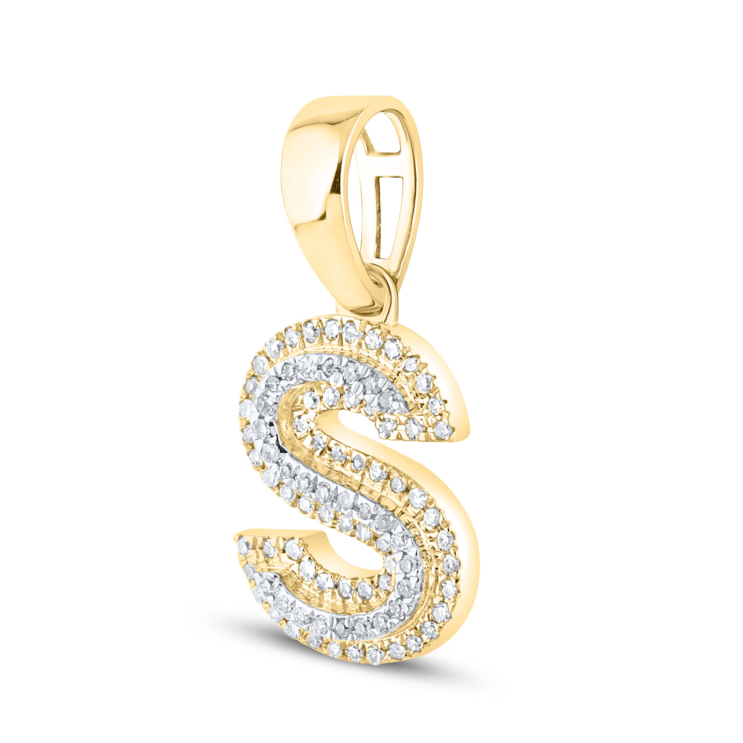 10kt yellow gold 0.15 ctw Diamond Initial S Charm