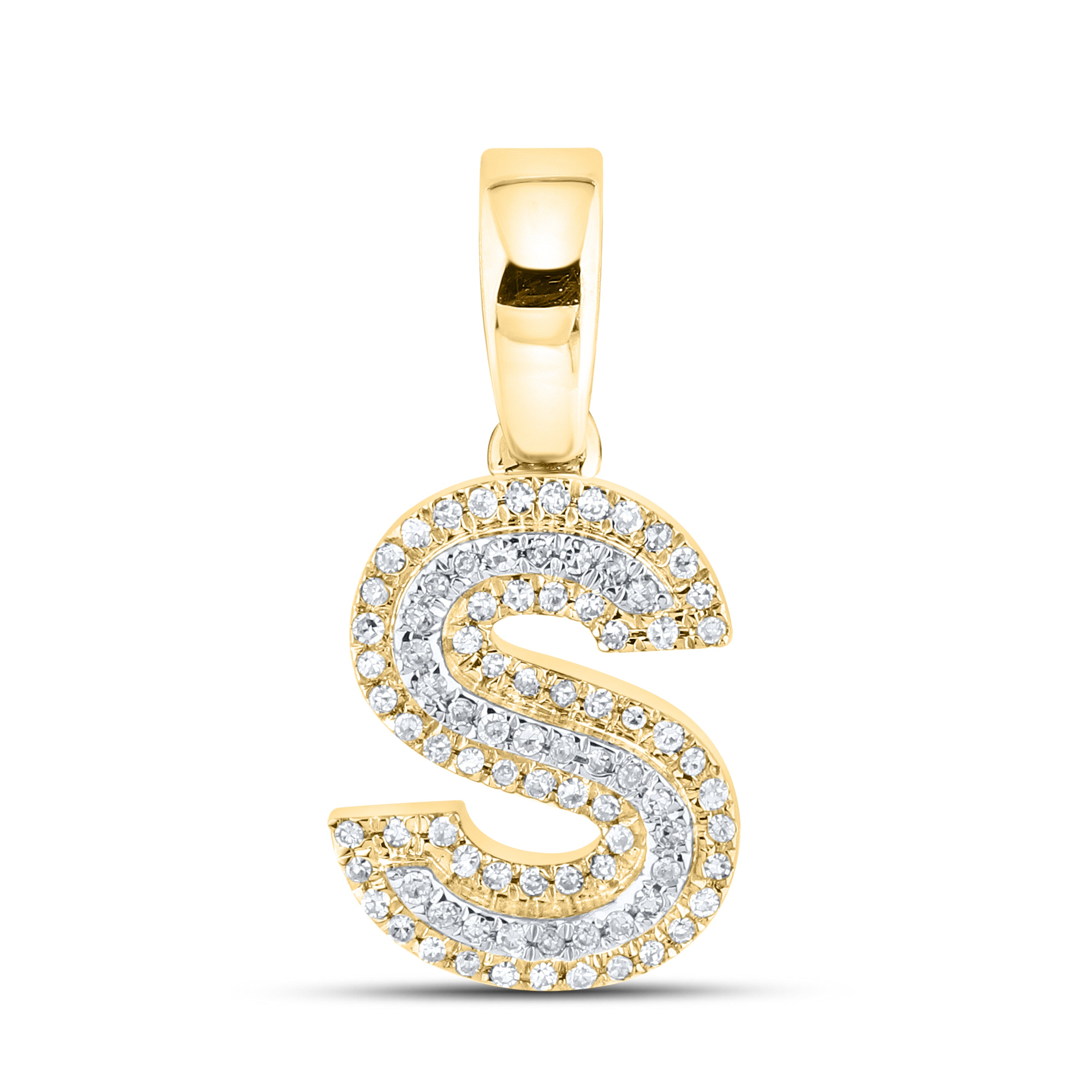 10kt yellow gold 0.15 ctw Diamond Initial S Charm