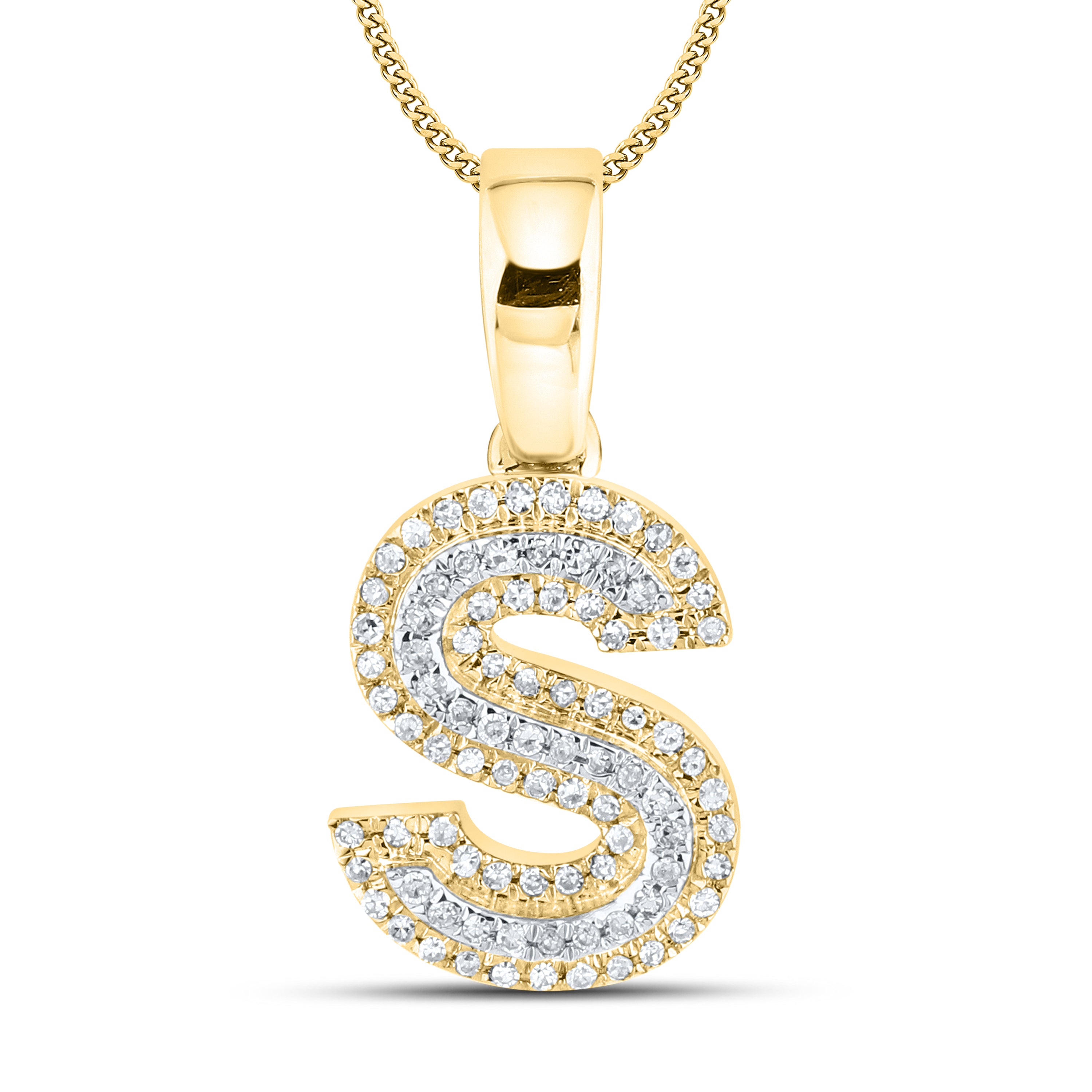 10kt yellow gold 0.15 ctw Diamond Initial S Charm