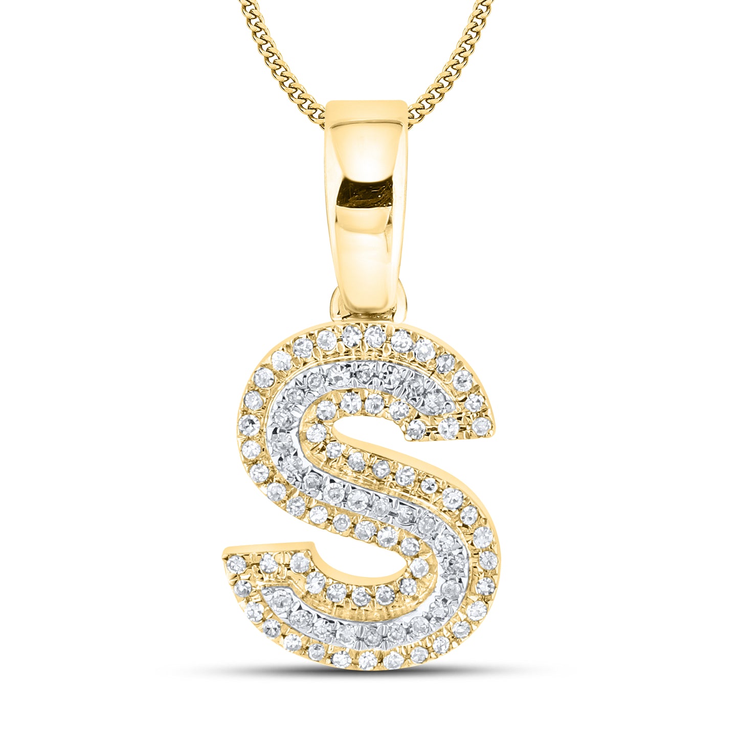 10kt yellow gold 0.15 ctw Diamond Initial S Charm