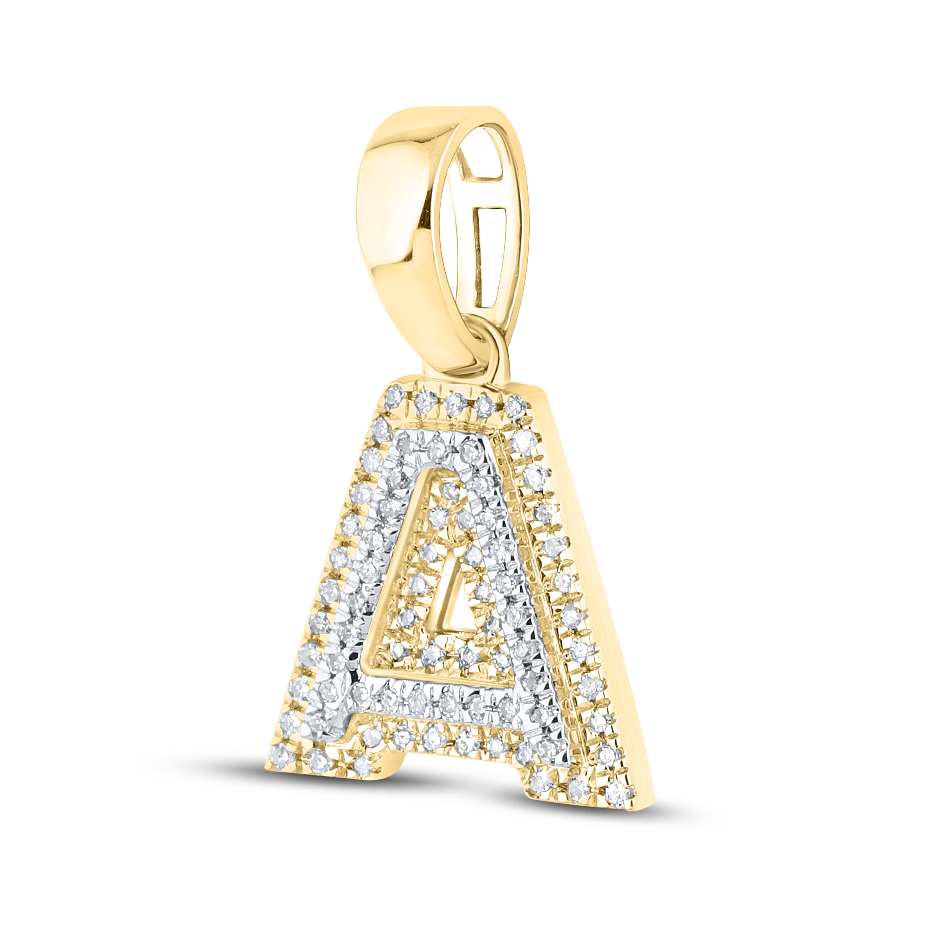 10K Yellow Gold Diamond Initial A–Z Pendant | 0.75″ Letter Charm
