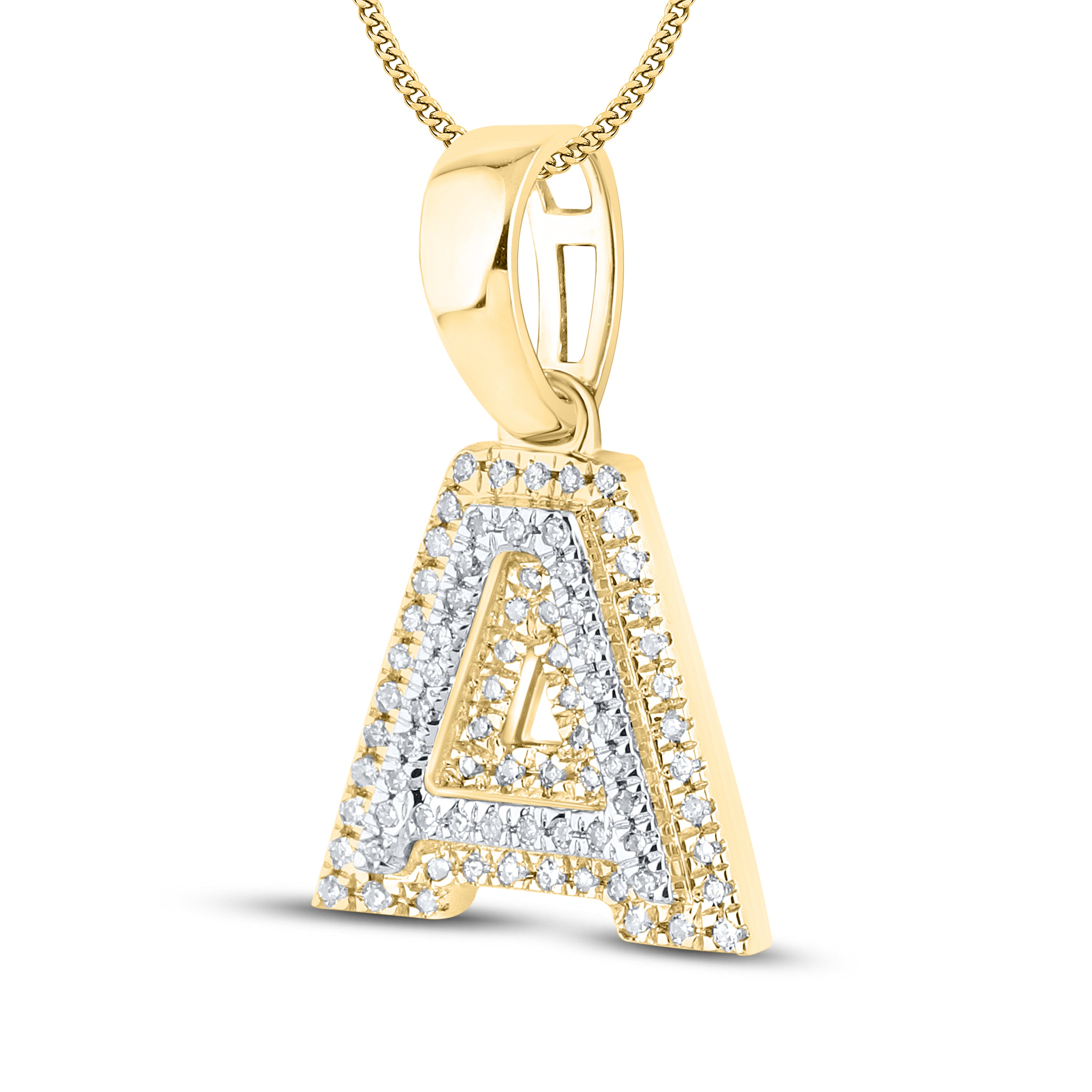 10K Yellow Gold Diamond Initial A–Z Pendant | 0.75″ Letter Charm