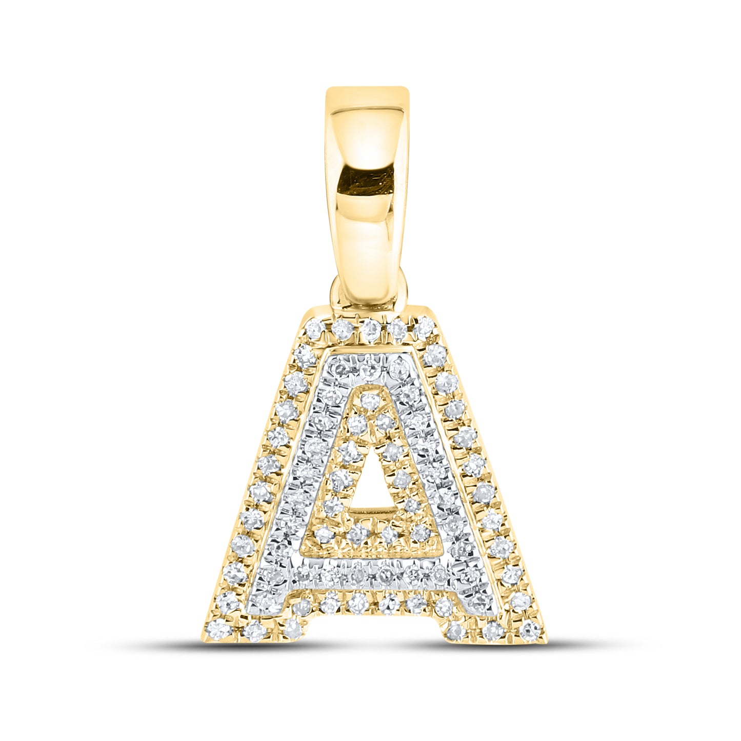 10K Yellow Gold Diamond Initial A–Z Pendant | 0.75″ Letter Charm