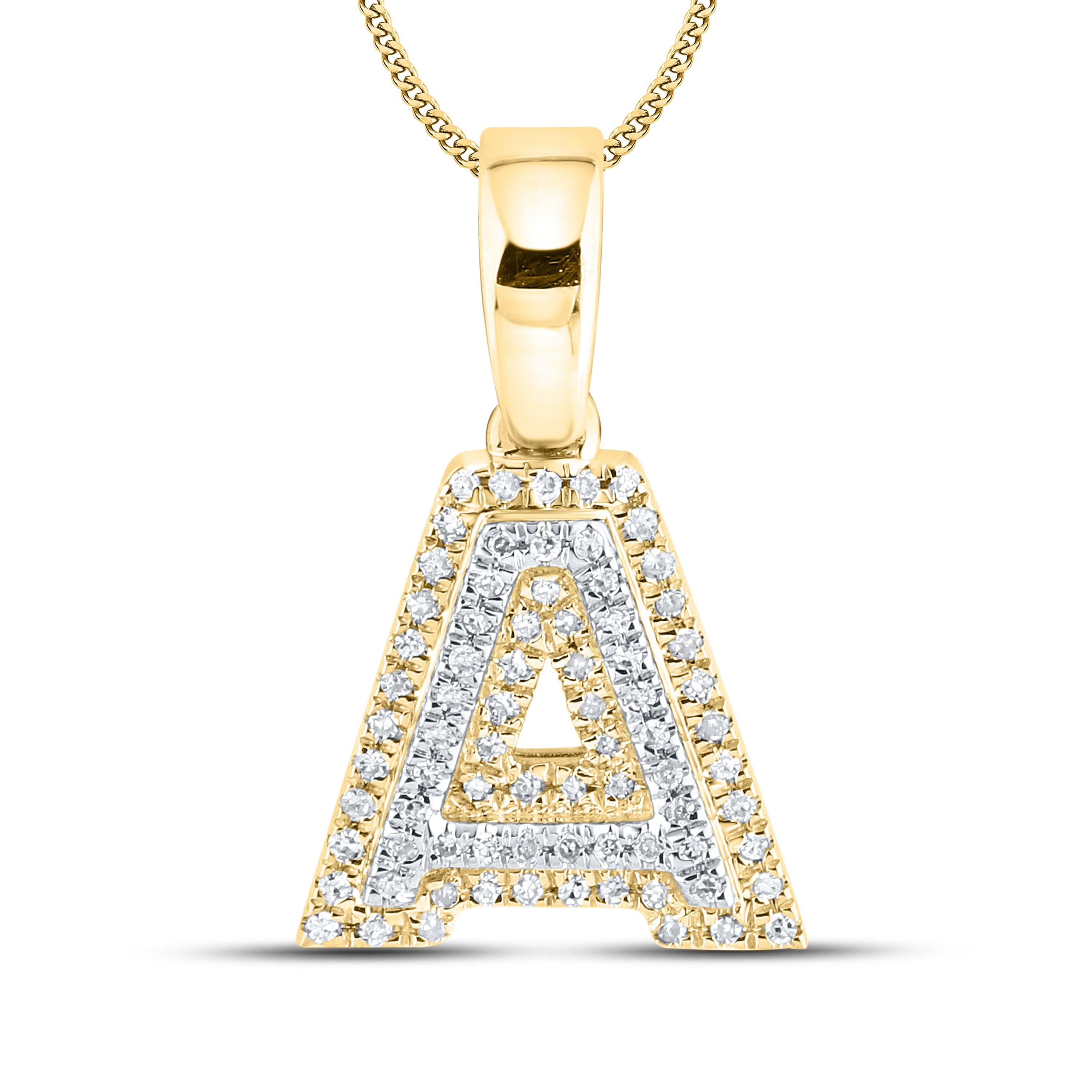 10K Yellow Gold Diamond Initial A–Z Pendant | 0.75″ Letter Charm