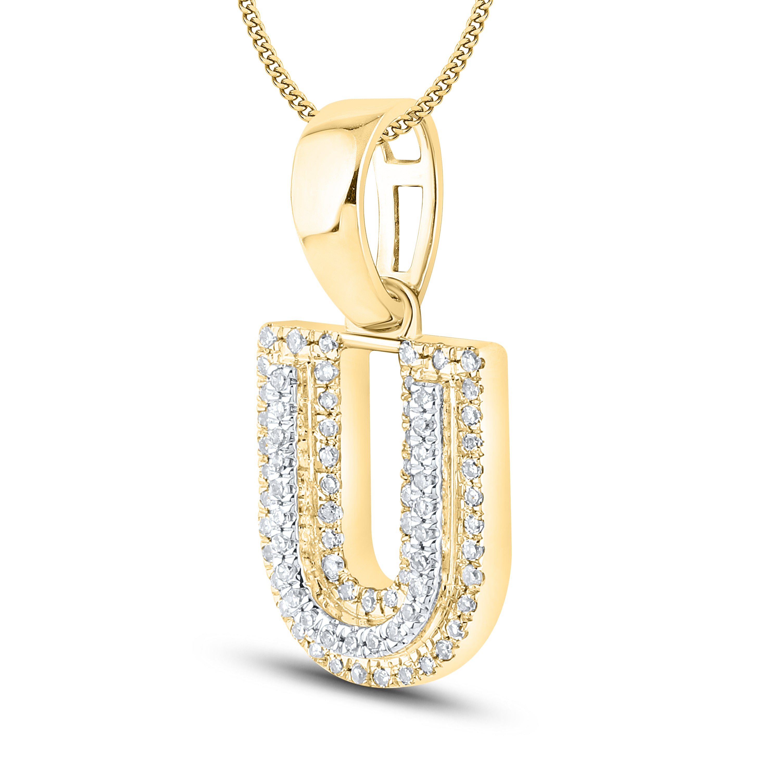 10kt yellow gold 0.13 ctw Diamond Initial U Charm