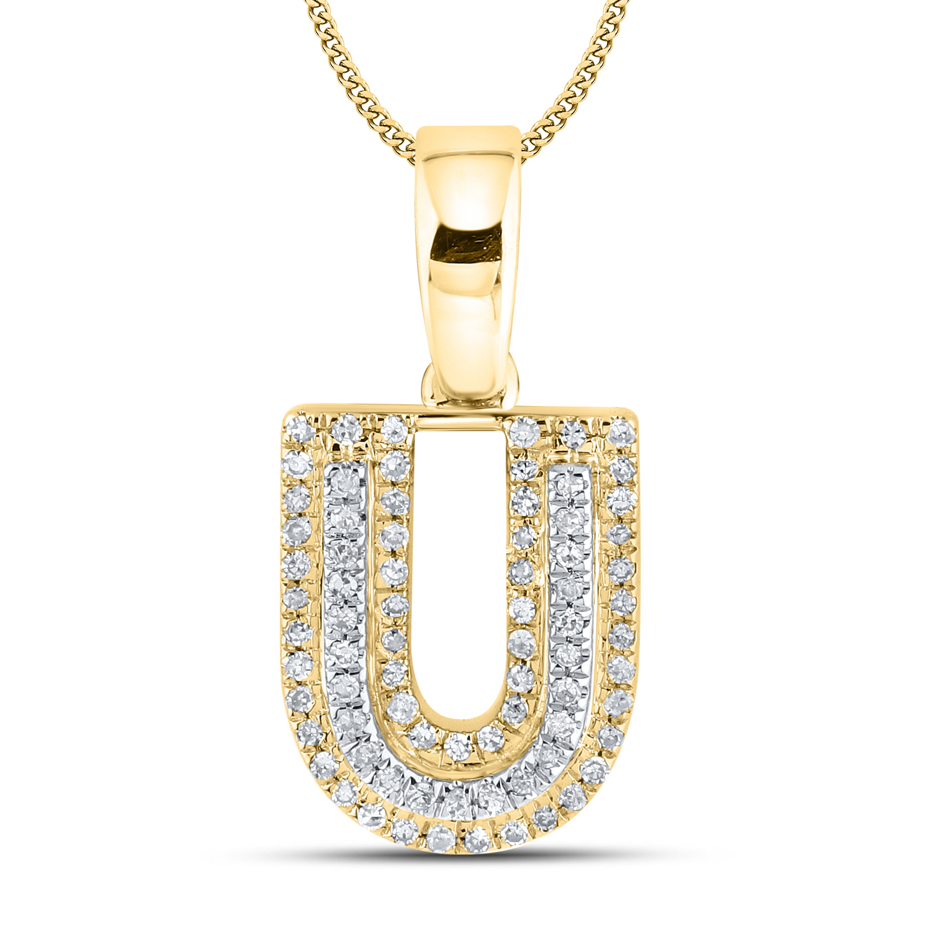 10kt yellow gold 0.13 ctw Diamond Initial U Charm
