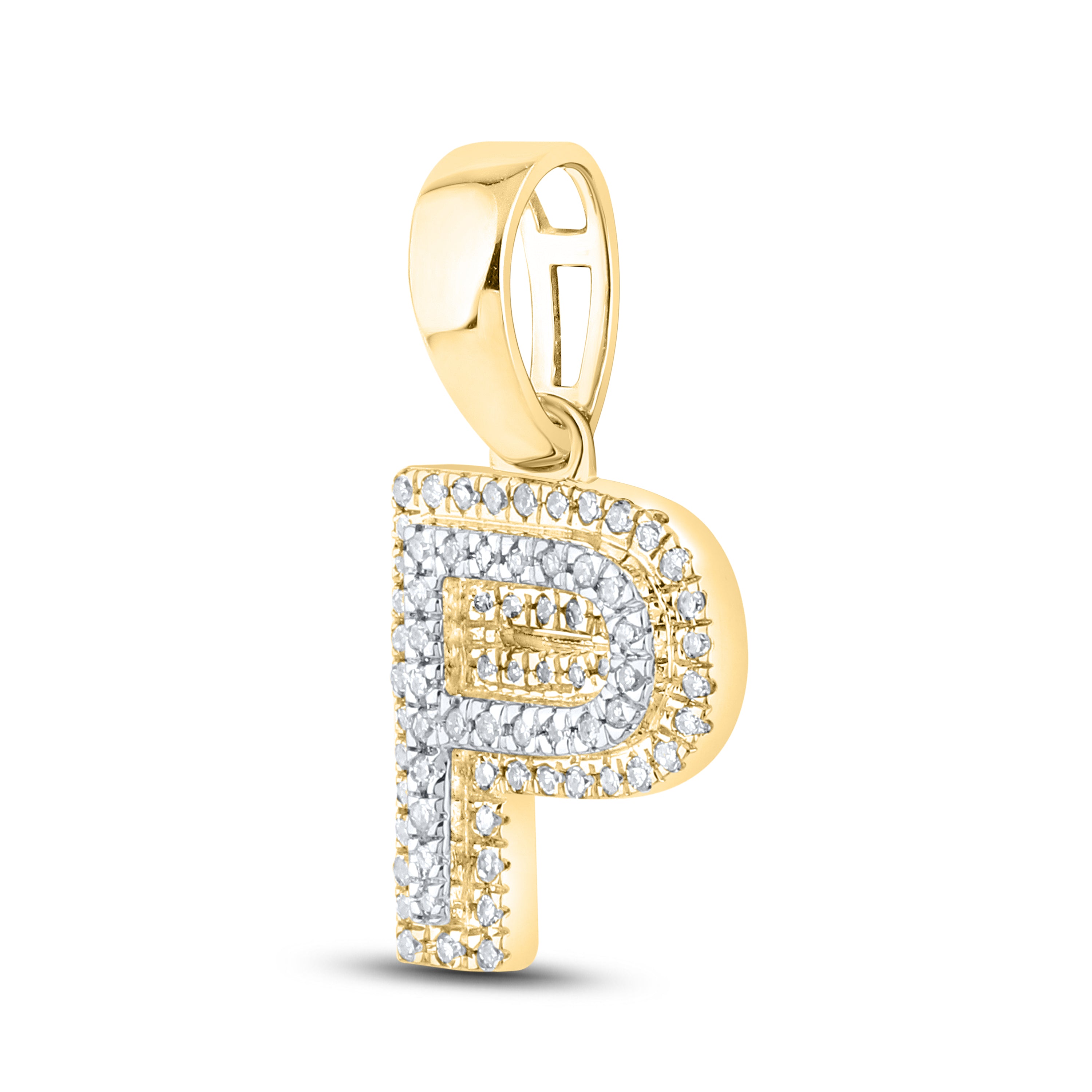 10kt yellow gold 0.13 ctw Diamond Initial P Charm
