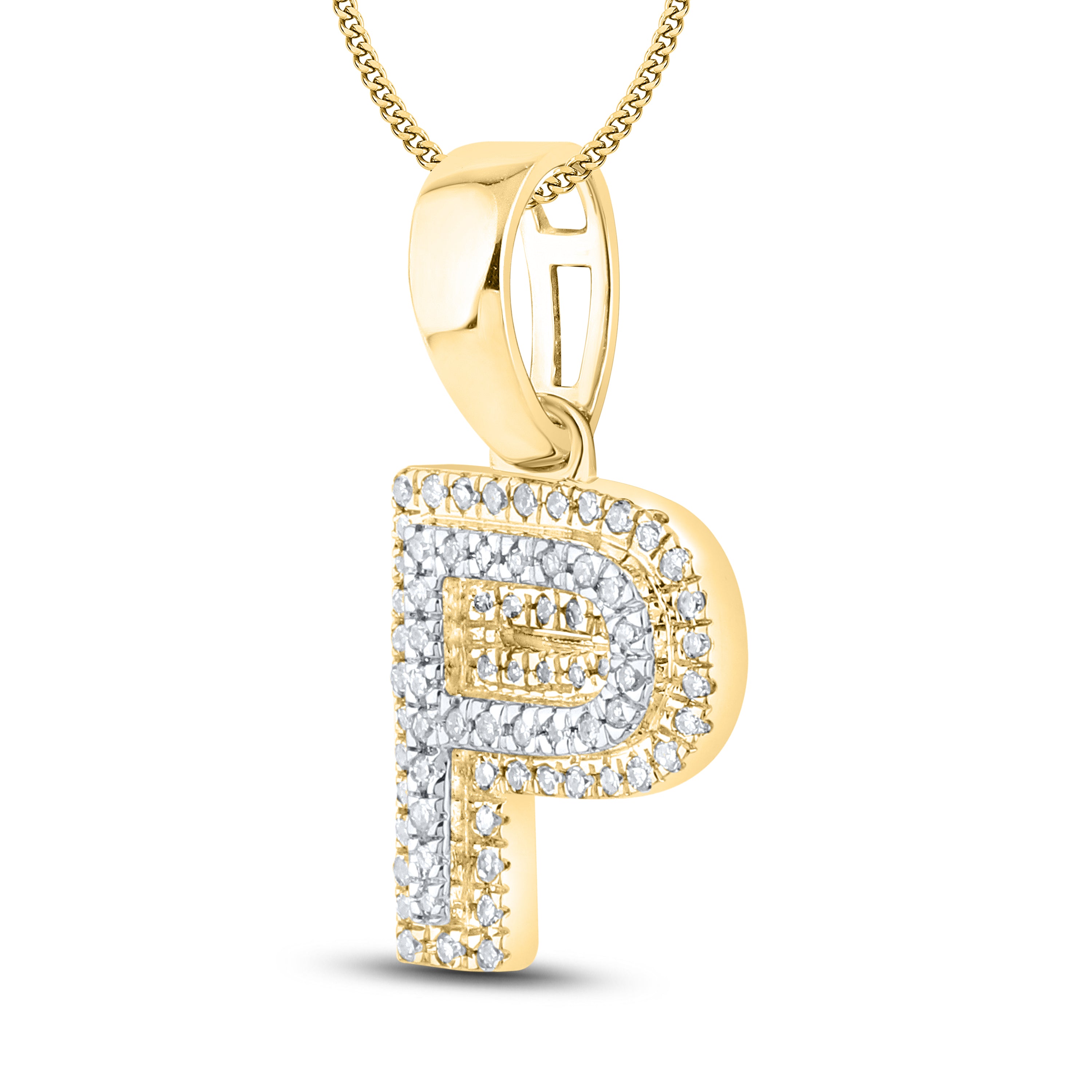10kt yellow gold 0.13 ctw Diamond Initial P Charm