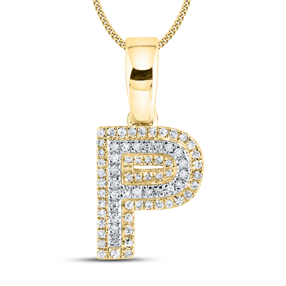 10kt yellow gold 0.13 ctw Diamond Initial P Charm