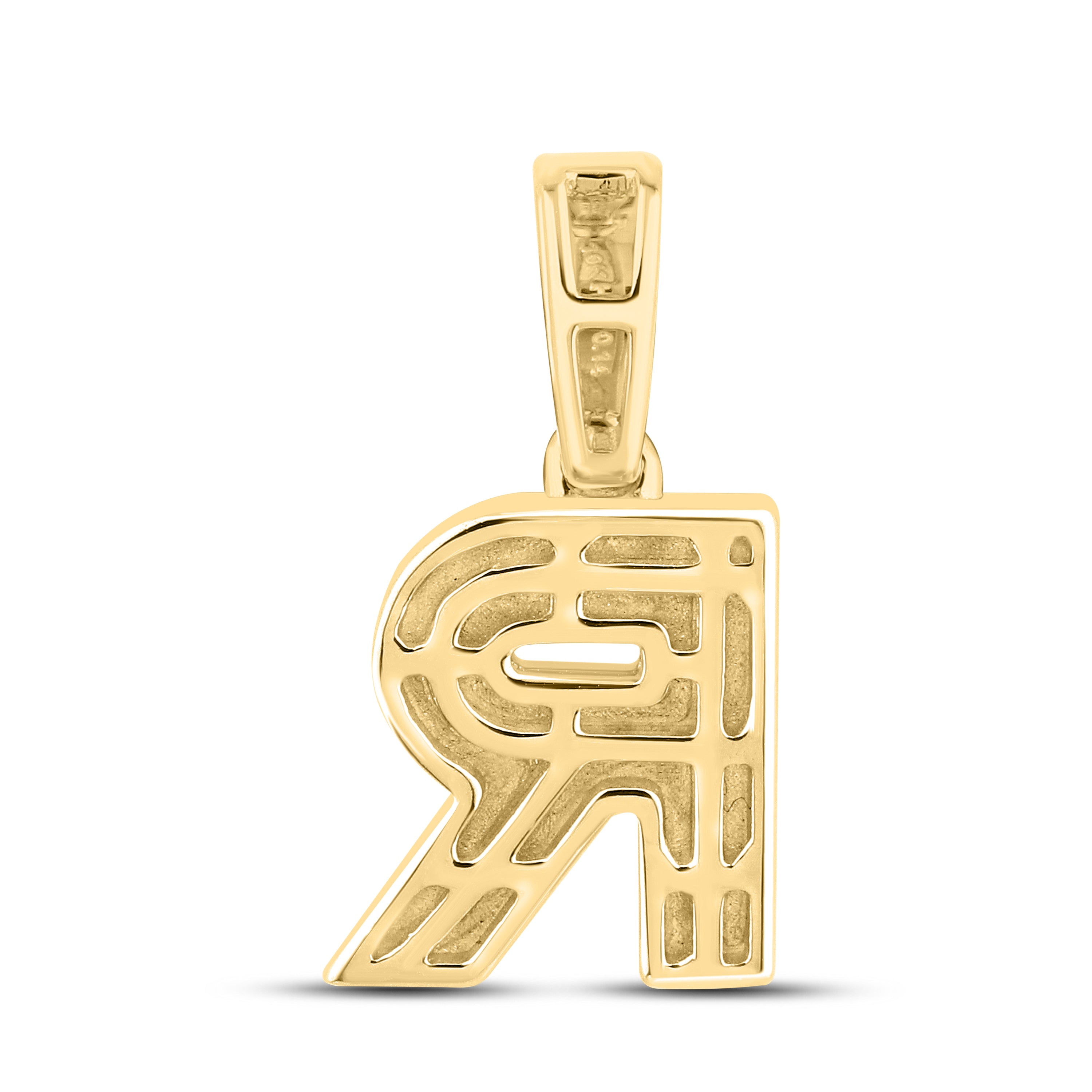 10kt yellow gold 0.15 ctw Diamond Initial R Charm