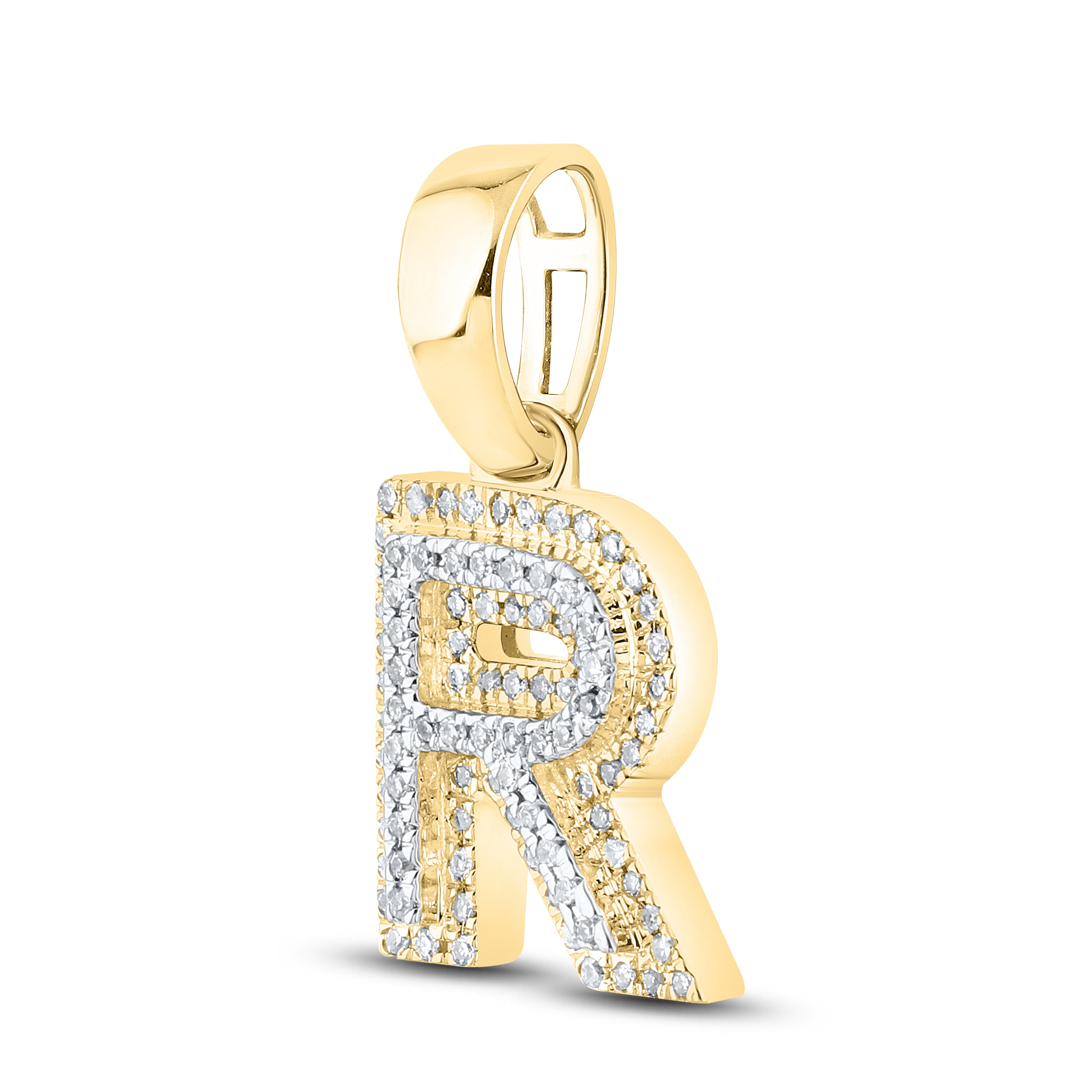 10kt yellow gold 0.15 ctw Diamond Initial R Charm