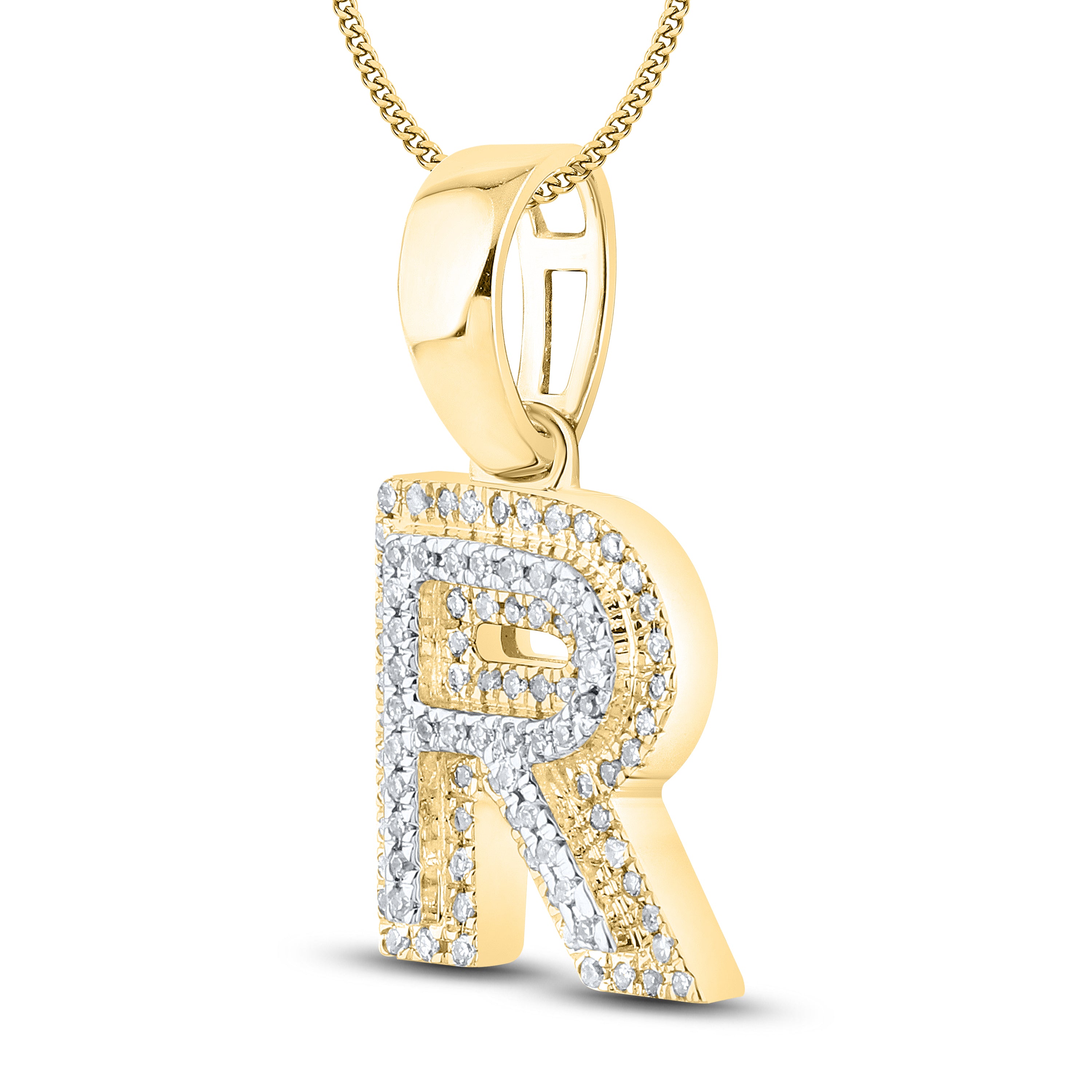 10kt yellow gold 0.15 ctw Diamond Initial R Charm