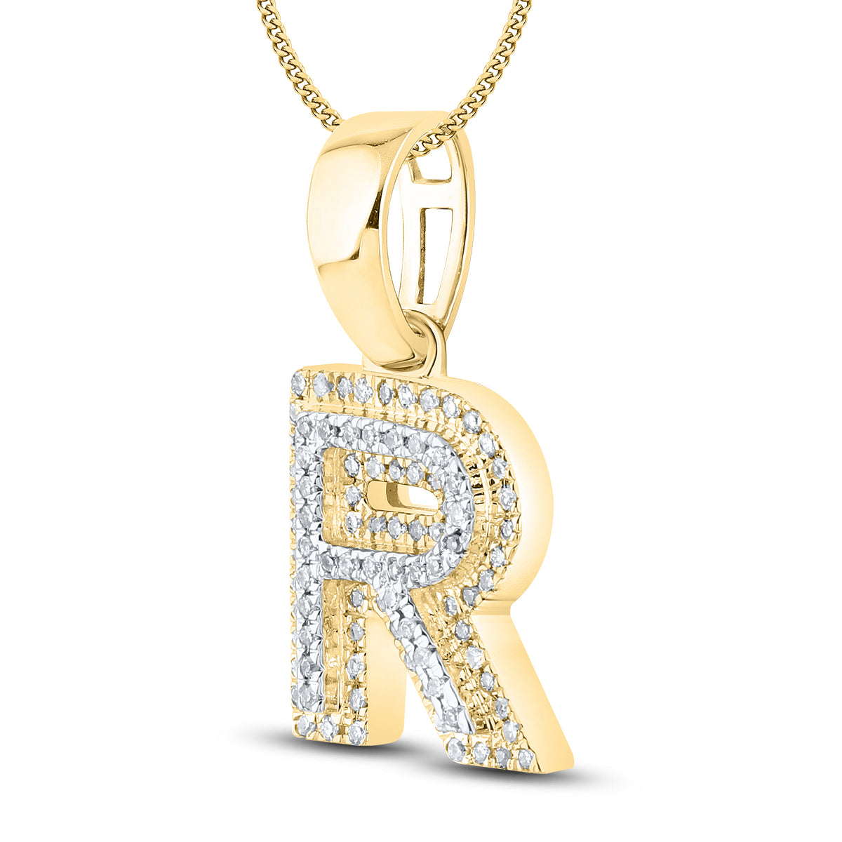 10kt yellow gold 0.15 ctw Diamond Initial R Charm