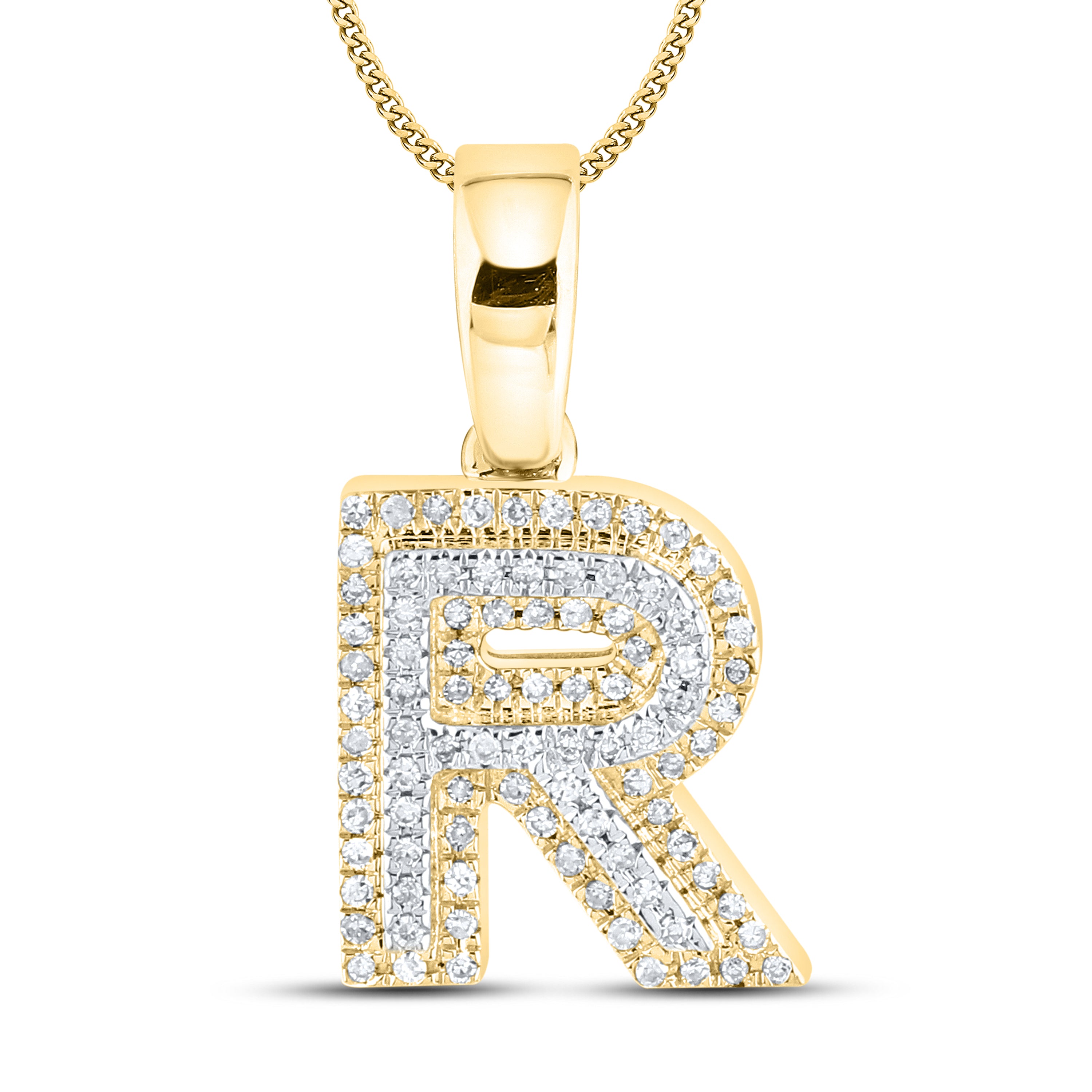 10kt yellow gold 0.15 ctw Diamond Initial R Charm