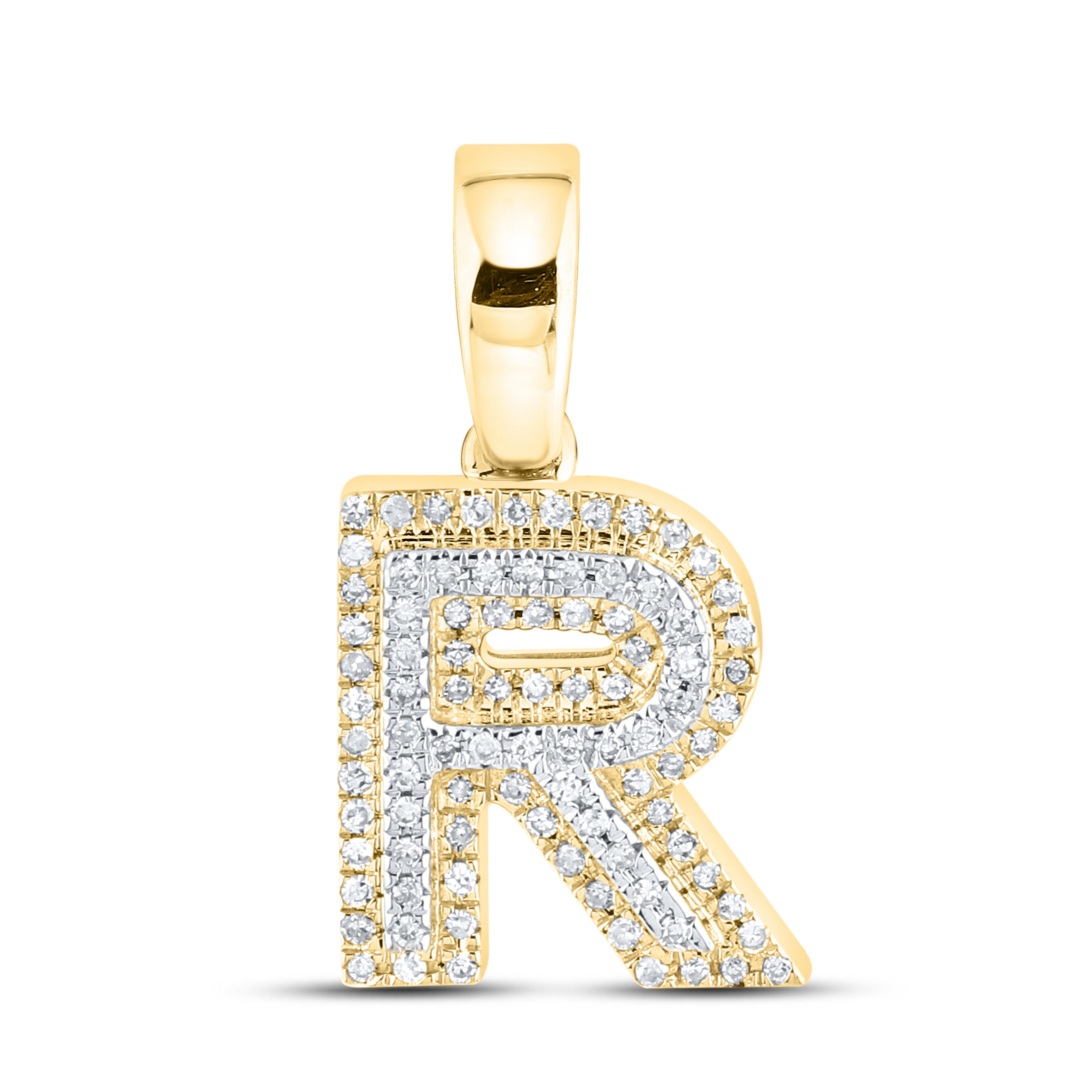10K Yellow Gold Diamond Initial A–Z Pendant | 0.75″ Letter Charm