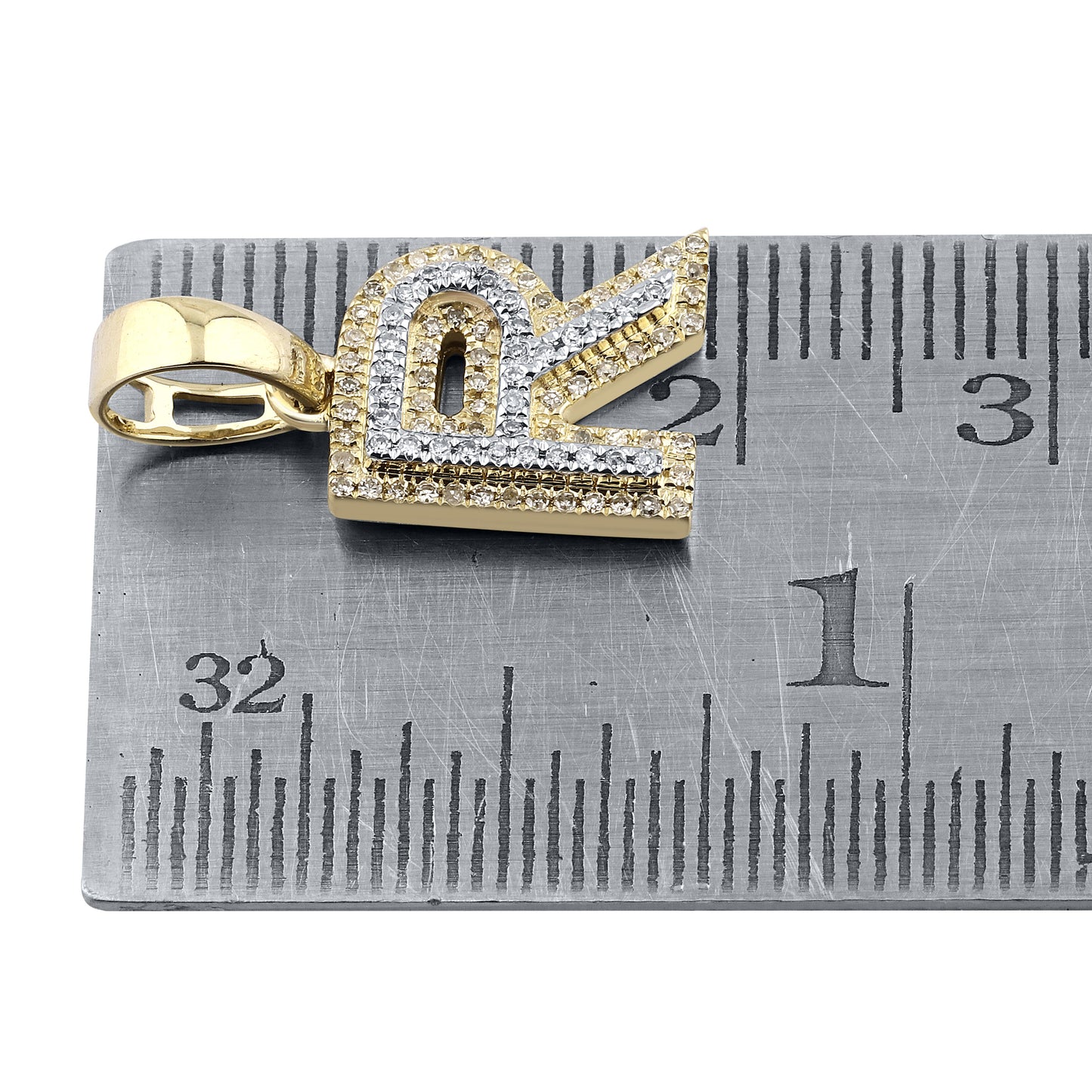 10K Yellow Gold Diamond Initial A–Z Pendant | 0.75″ Letter Charm