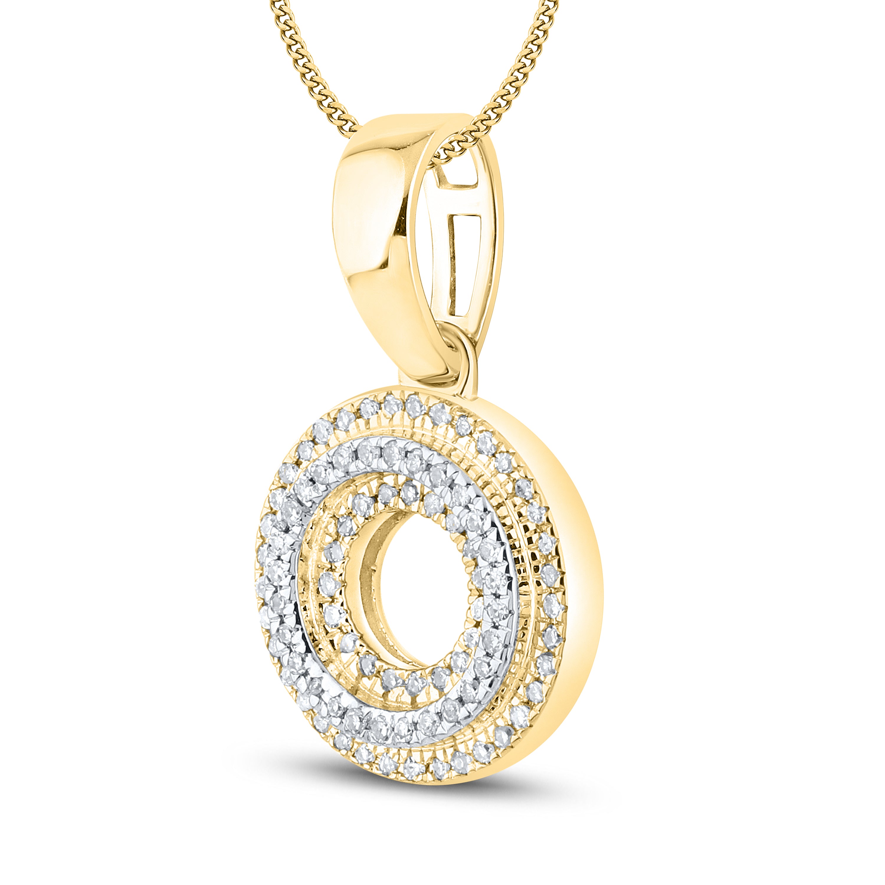 10kt yellow gold 0.13 ctw Diamond Initial O Charm