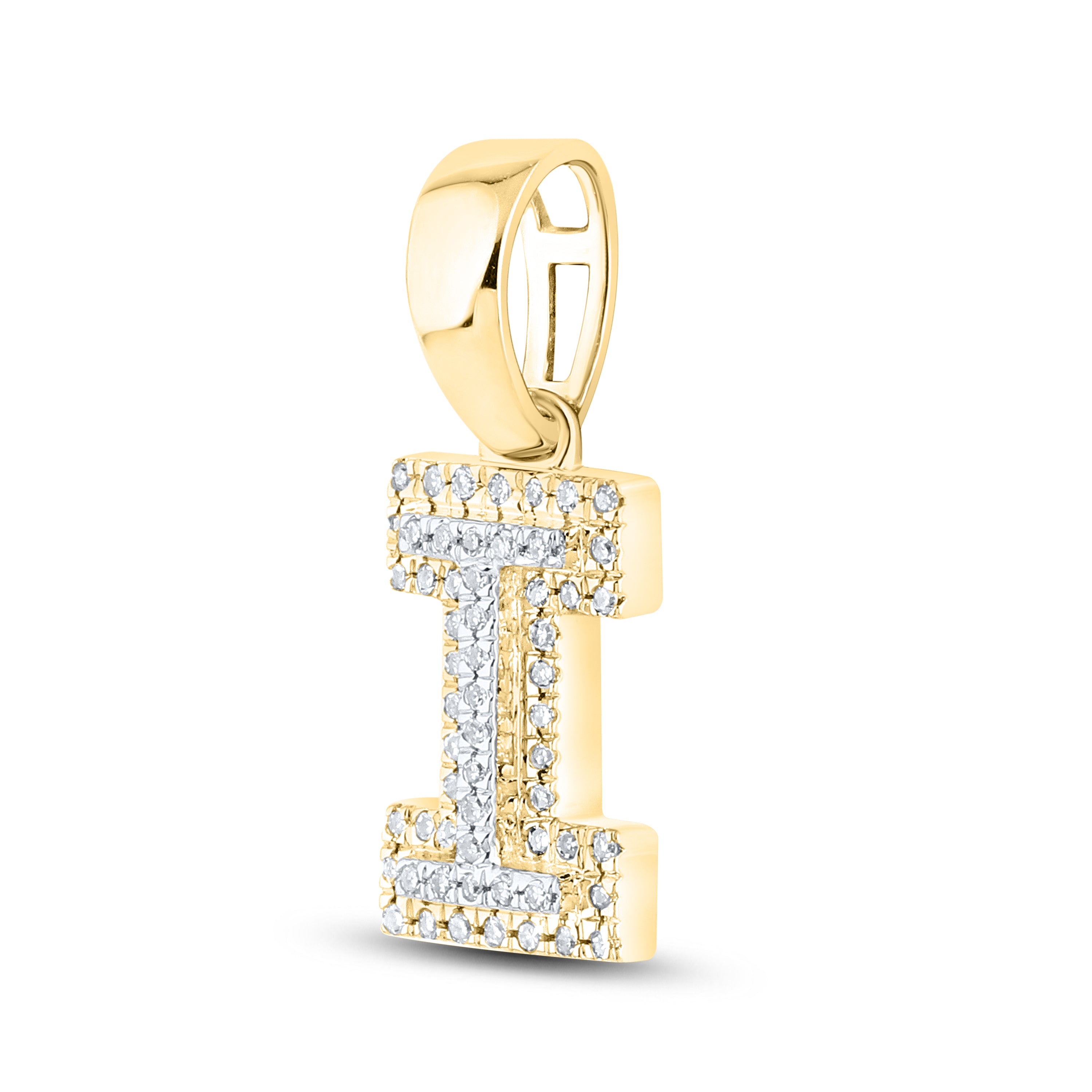 10kt yellow gold 0.10 ctw Diamond Initial I Charm