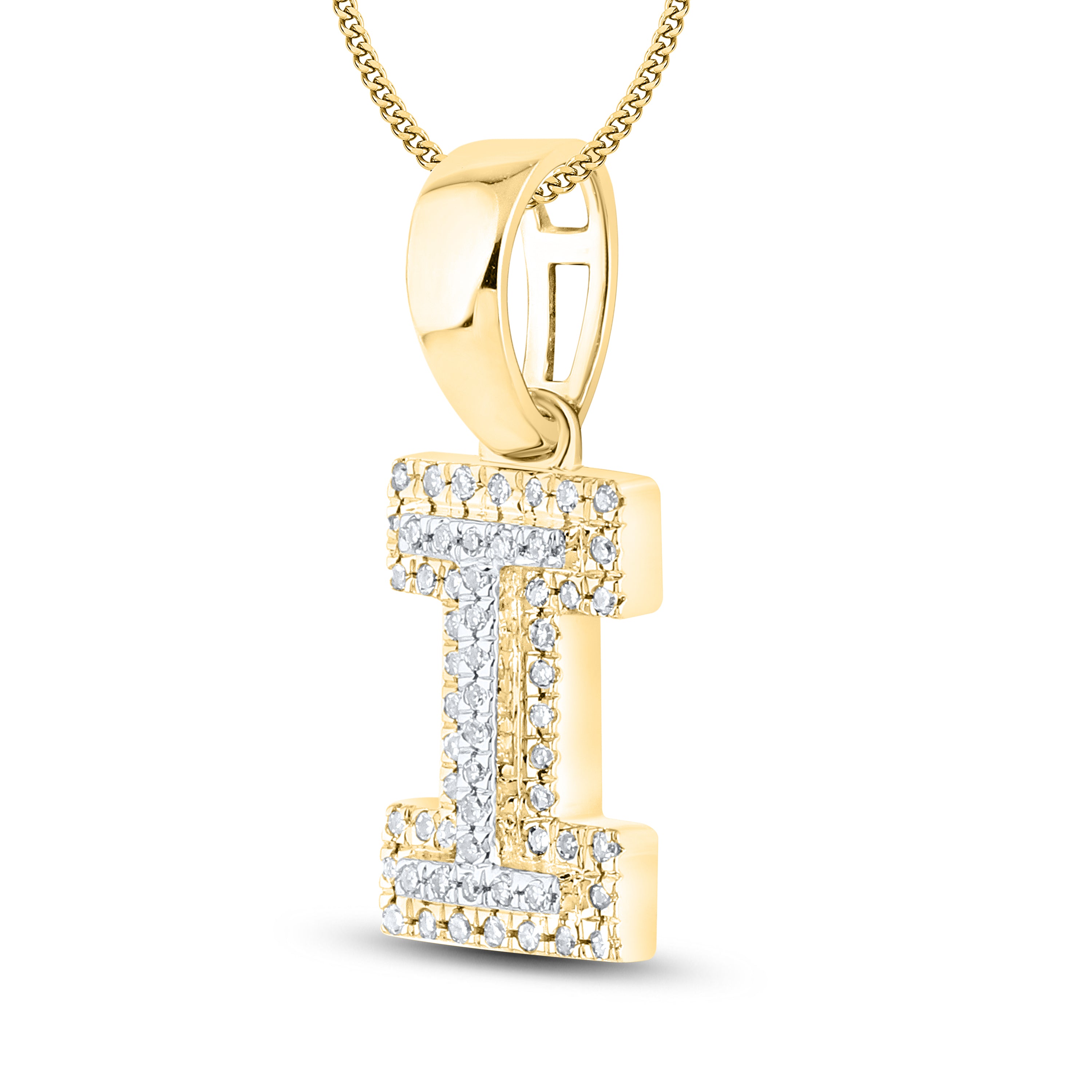 10kt yellow gold 0.10 ctw Diamond Initial I Charm