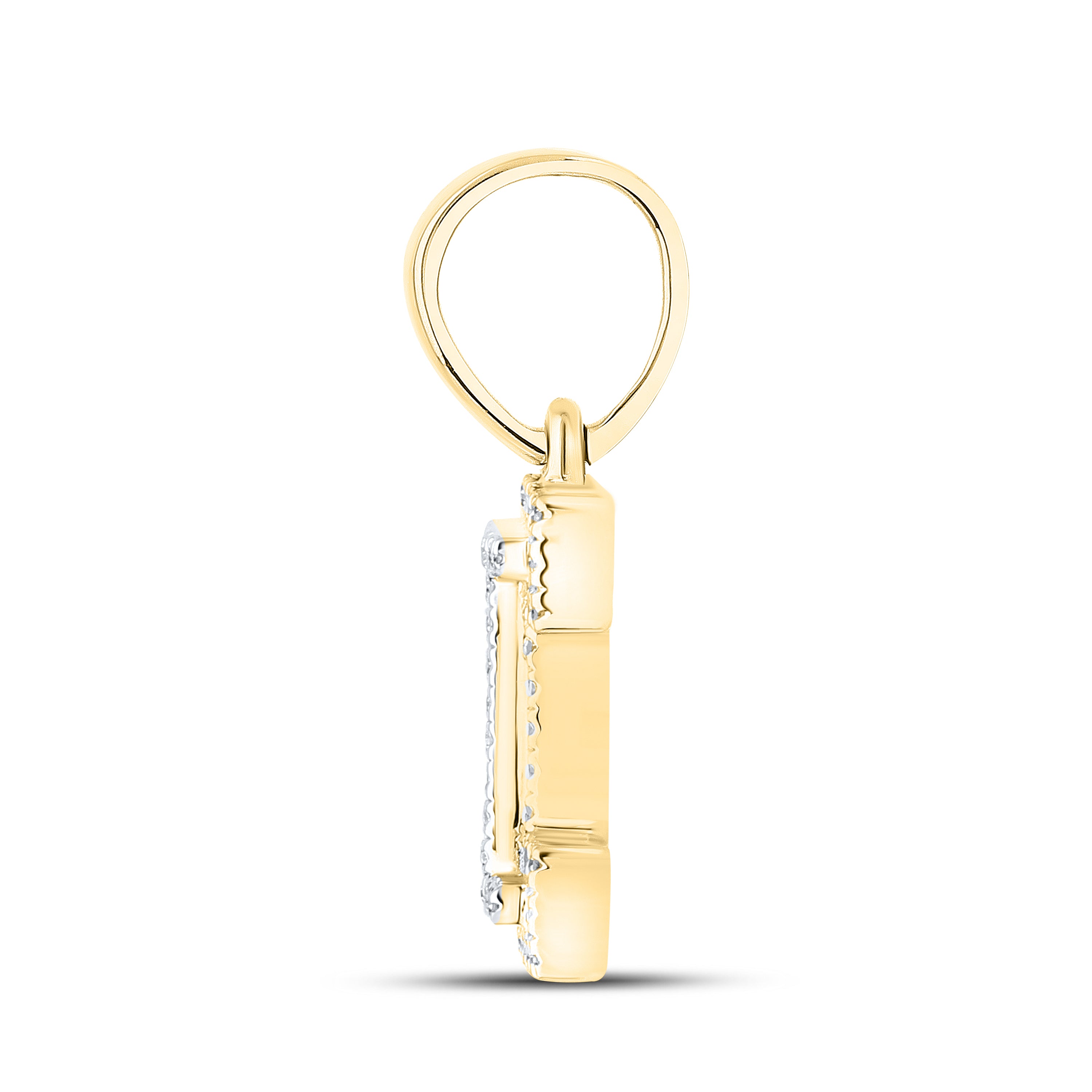 10kt yellow gold 0.10 ctw Diamond Initial I Charm