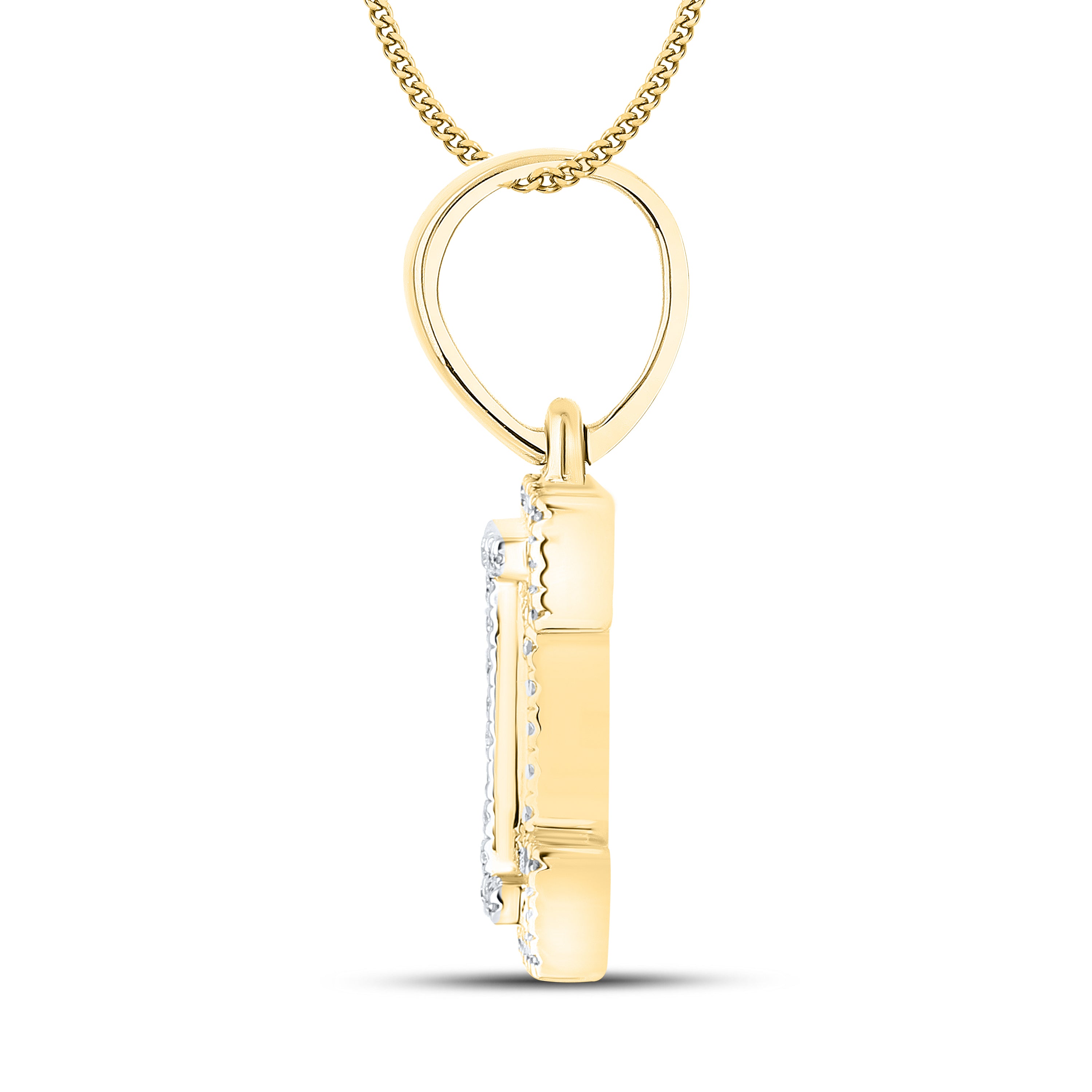 10kt yellow gold 0.10 ctw Diamond Initial I Charm