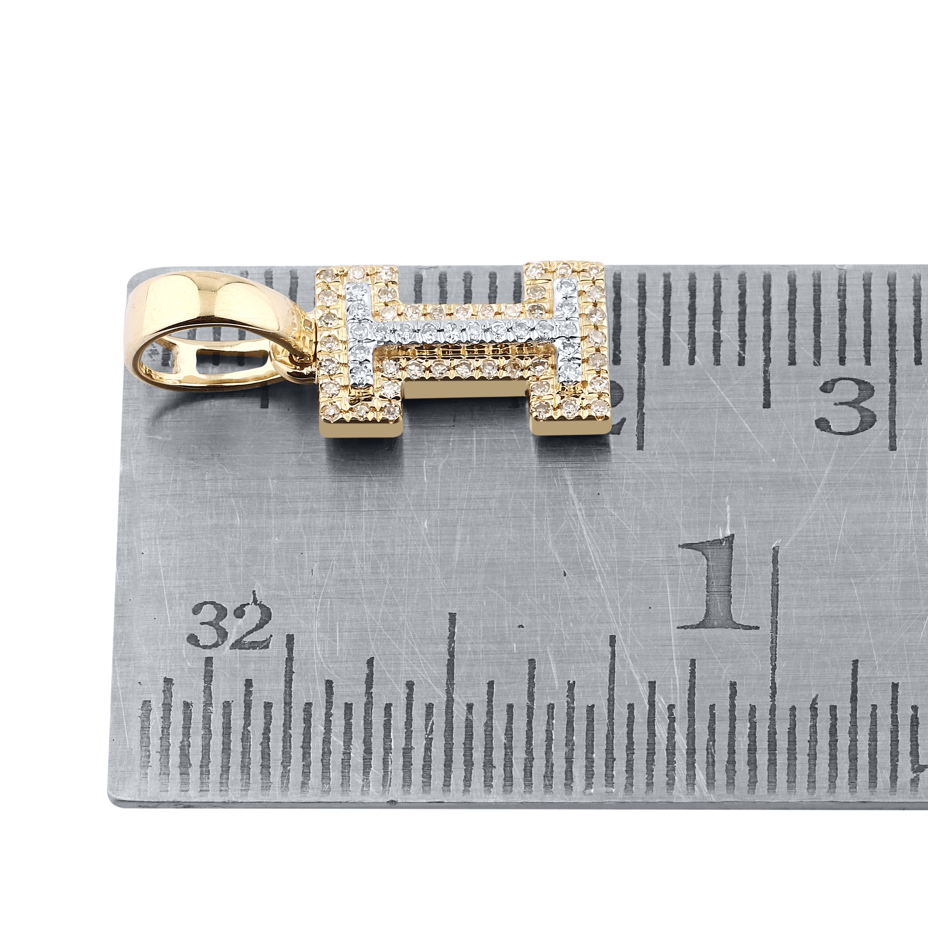 10kt yellow gold 0.10 ctw Diamond Initial I Charm