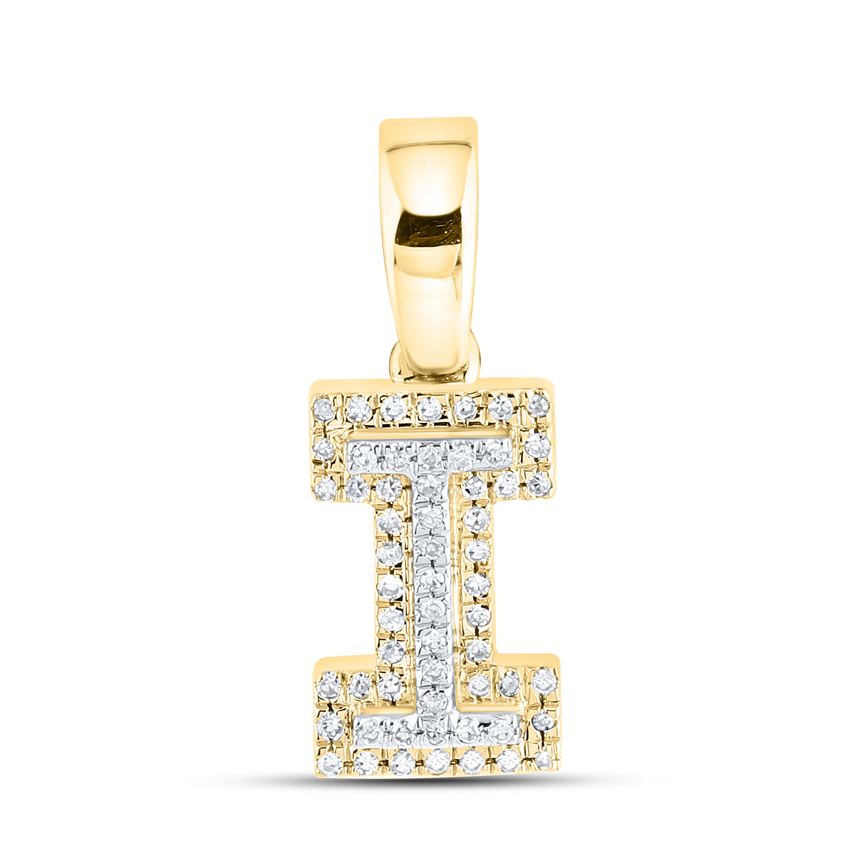 10kt yellow gold 0.10 ctw Diamond Initial I Charm